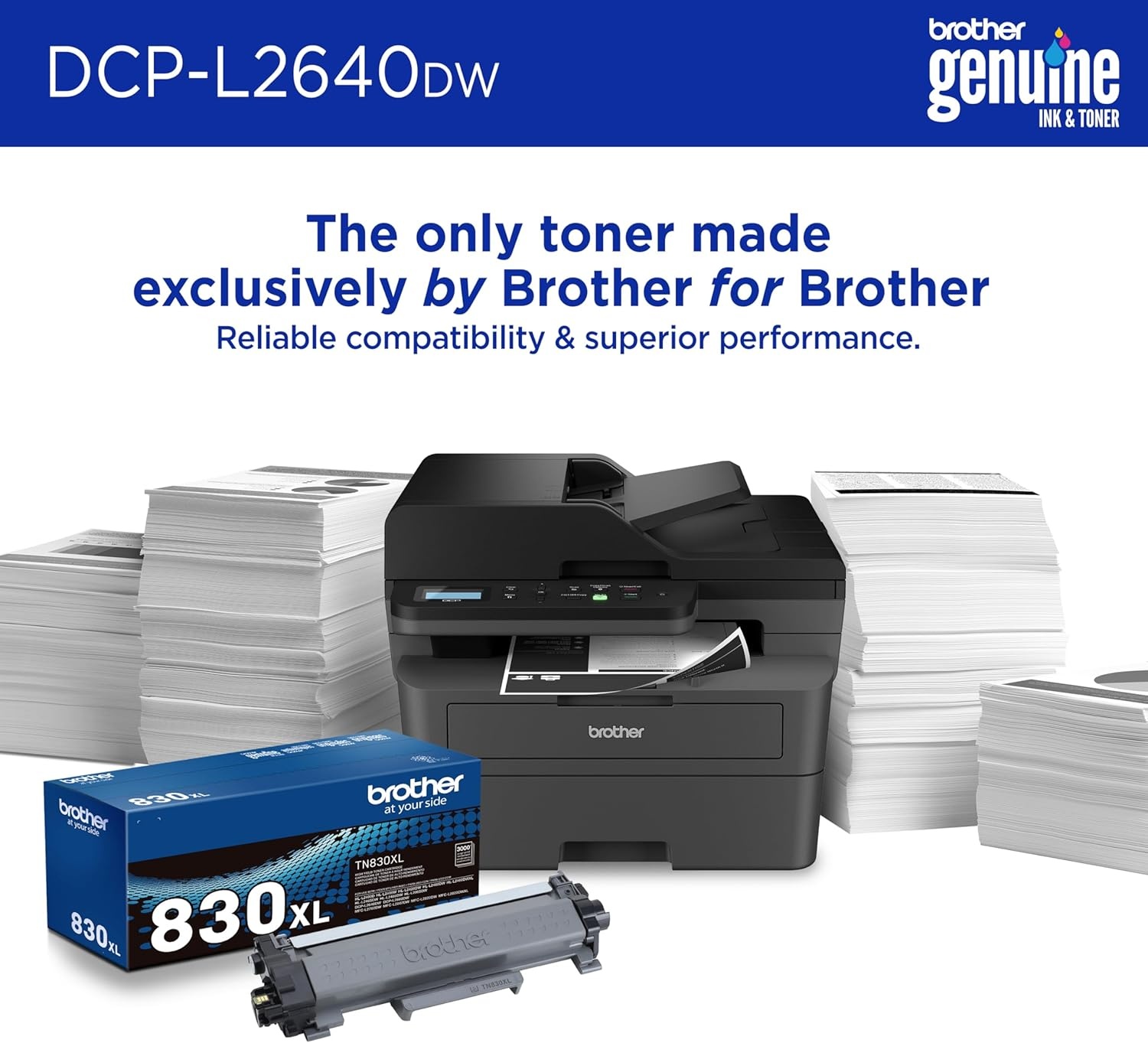 image:imageBrother DCPL2640DW Wireless Compact Monochrome MultiFunction Laser Printer with Copy and Scan Duplex Mobile Black amp White Includes Refresh Subscription Trial1 Works with AlexaNew