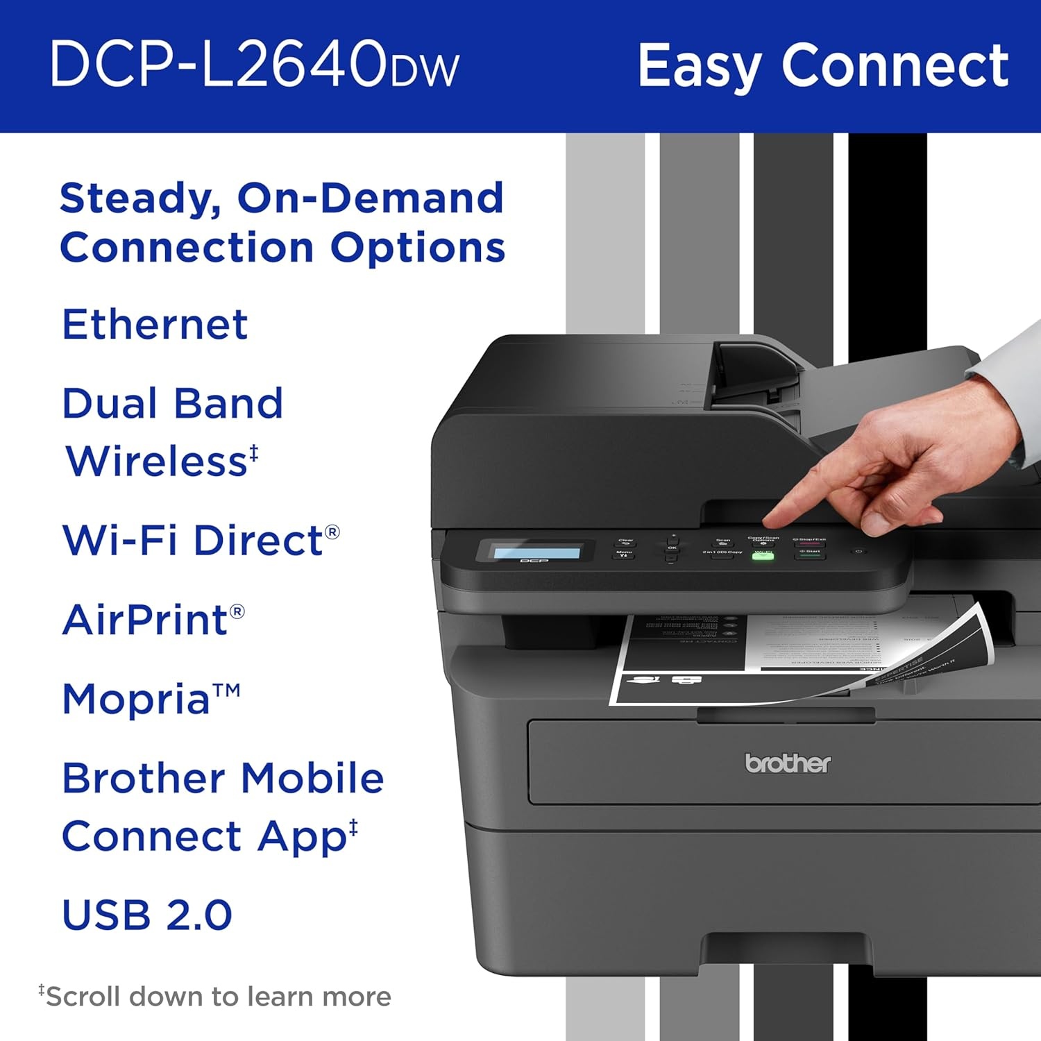 image:imageBrother DCPL2640DW Wireless Compact Monochrome MultiFunction Laser Printer with Copy and Scan Duplex Mobile Black amp White Includes Refresh Subscription Trial1 Works with AlexaRenewed Refurbished