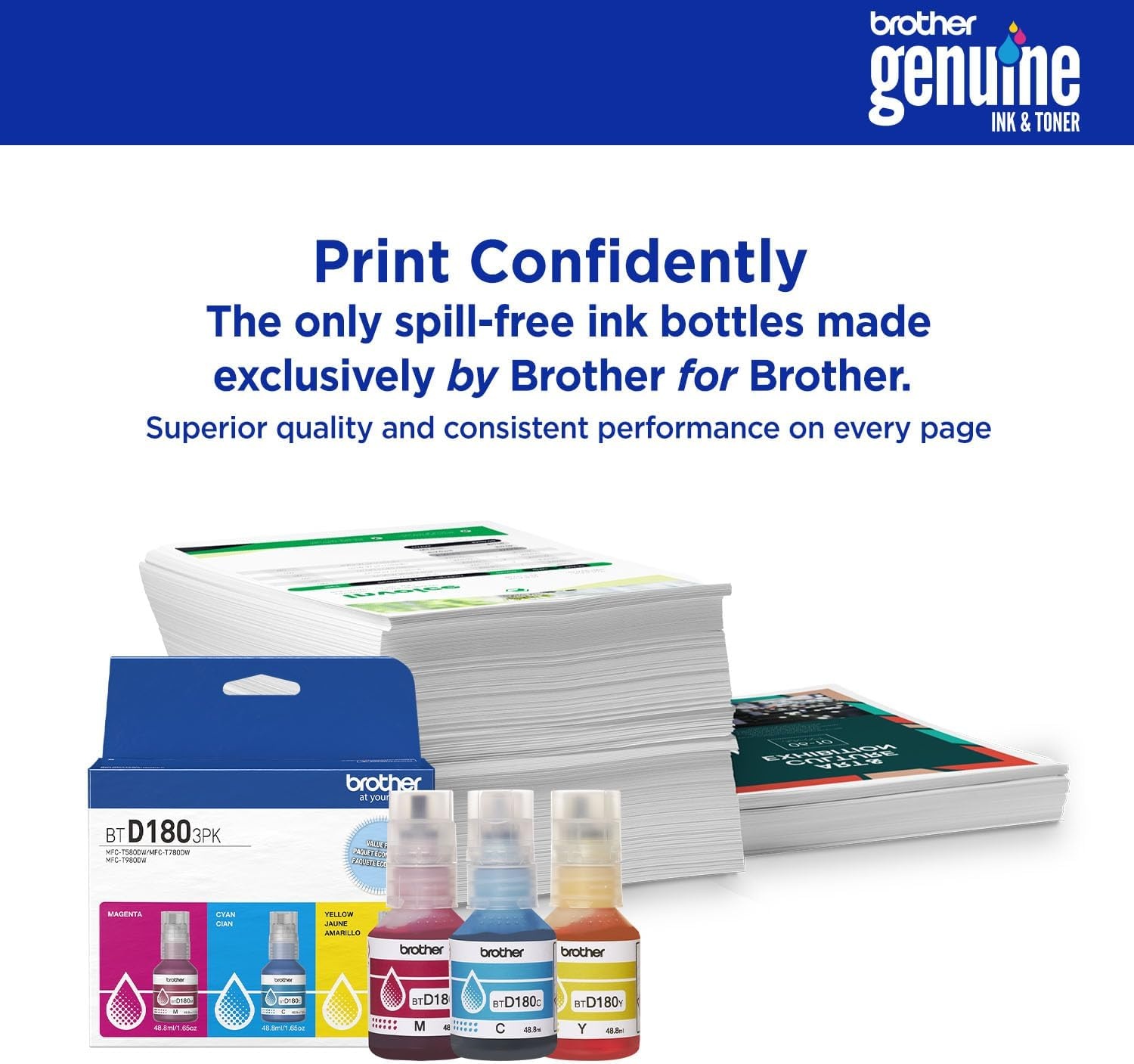 image:imageBrother Genuine BTD180C High Yield Cyan Ink Bottle for use with INKvestment Tank 580 780 and 980 PrintersBlack