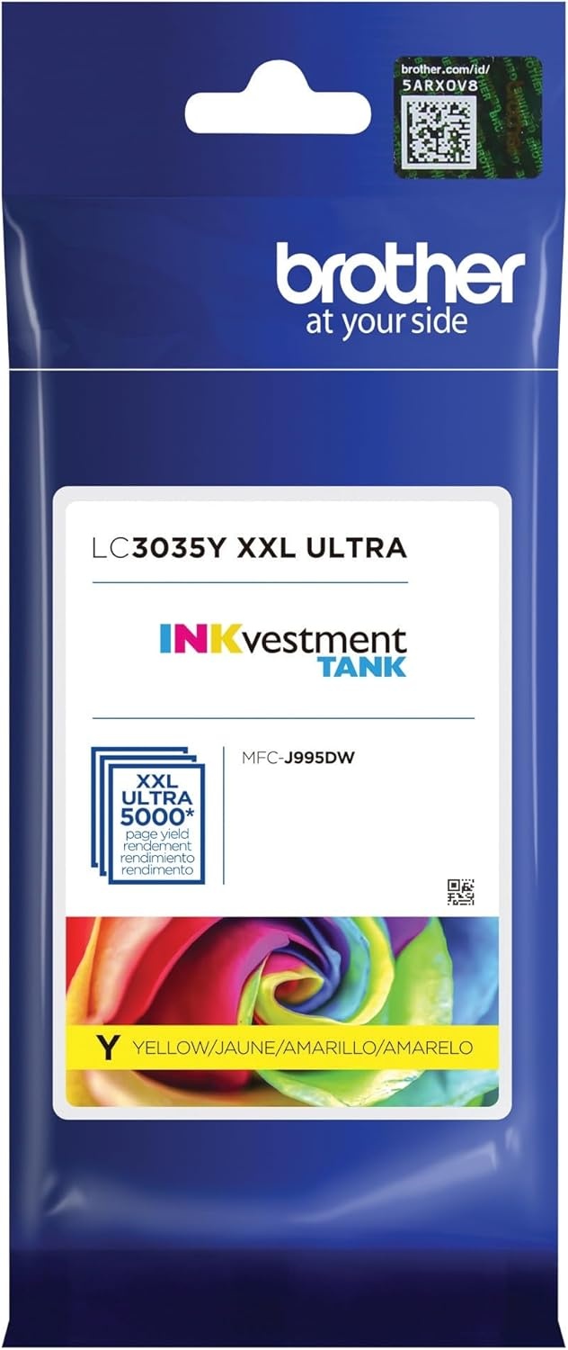 image:imageBrother Genuine LC3033C Single Pack Super HighYield Cyan INKvestment Tank Ink Cartridge Page Yield Up to 1500 Pages LC3033 Amazon Dash Replenishment CartridgeYellow