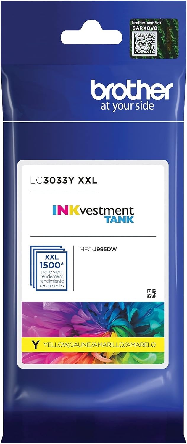 image:imageBrother Genuine LC3033C Single Pack Super HighYield Cyan INKvestment Tank Ink Cartridge Page Yield Up to 1500 Pages LC3033 Amazon Dash Replenishment CartridgeYellow