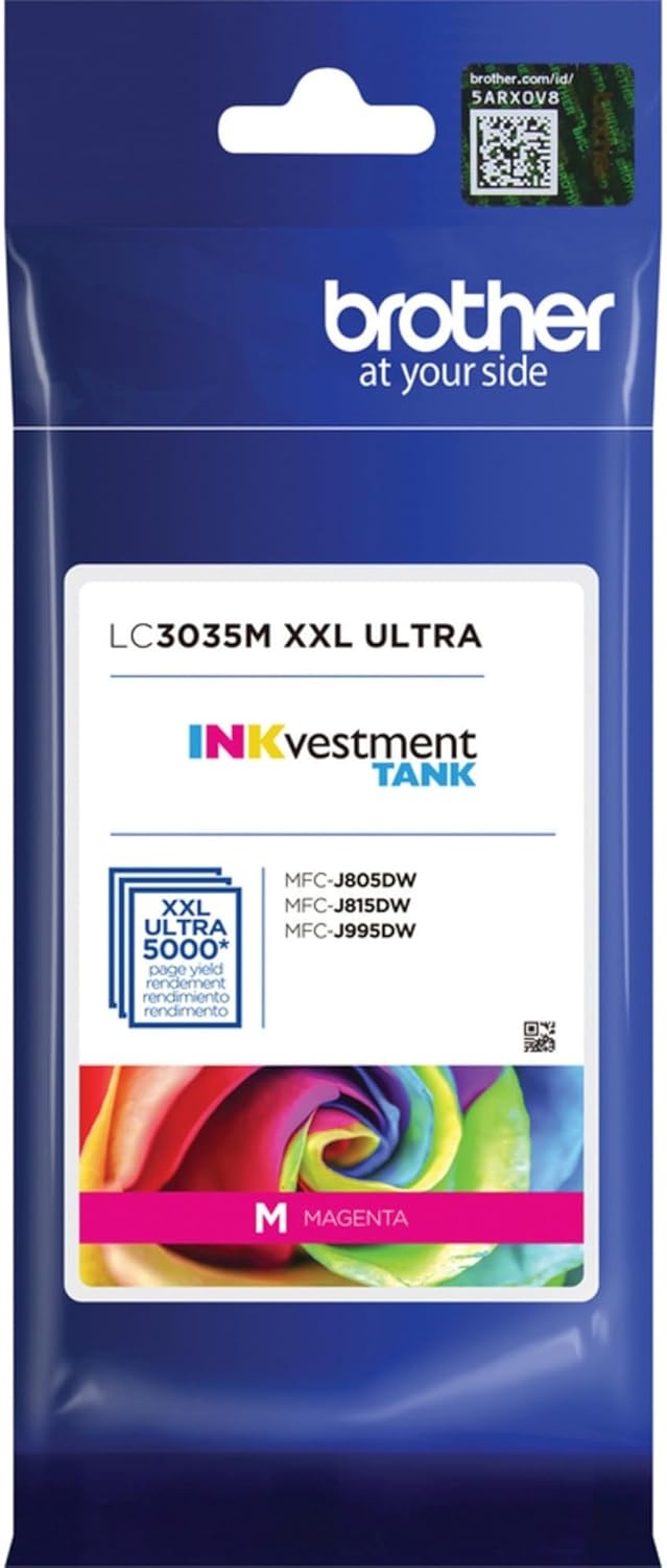 image:imageBrother Genuine LC3033C Single Pack Super HighYield Cyan INKvestment Tank Ink Cartridge Page Yield Up to 1500 Pages LC3033 Amazon Dash Replenishment CartridgeMagenta