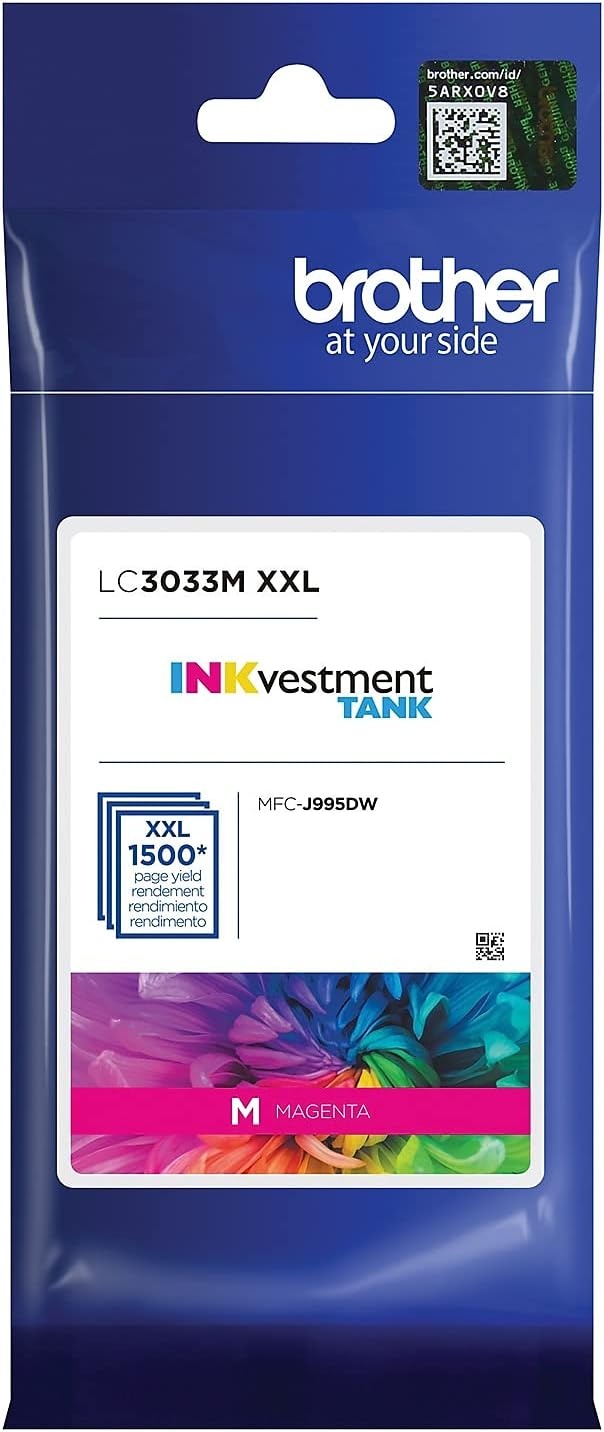 image:imageBrother Genuine LC3033C Single Pack Super HighYield Cyan INKvestment Tank Ink Cartridge Page Yield Up to 1500 Pages LC3033 Amazon Dash Replenishment CartridgeMagenta
