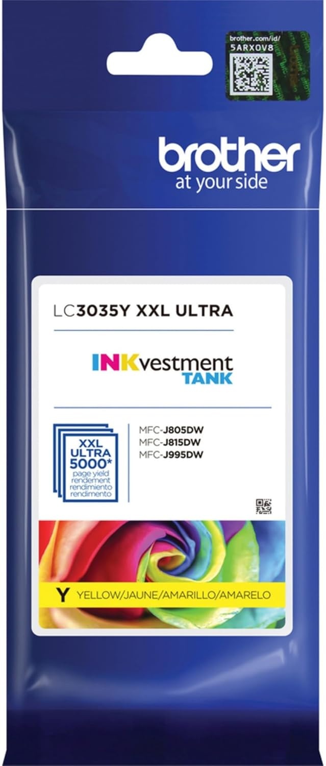 image:imageBrother Genuine LC3033C Single Pack Super HighYield Cyan INKvestment Tank Ink Cartridge Page Yield Up to 1500 Pages LC3033 Amazon Dash Replenishment CartridgeYellow
