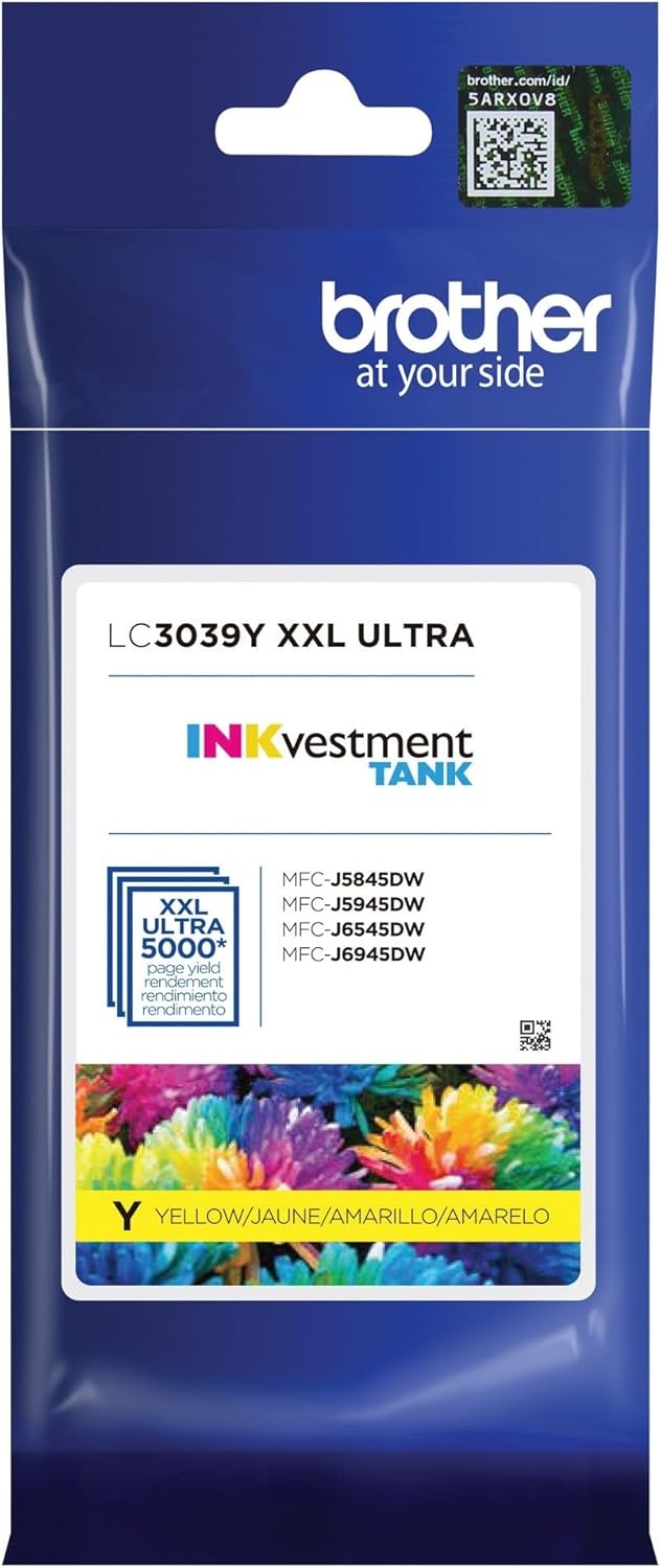 image:imageBrother Genuine LC3039C Single Pack Ultra HighYield Cyan INKvestment Tank Ink Cartridge Page Yield Up to 5000 Pages LC3039 Amazon Dash Replenishment CartridgeYellow