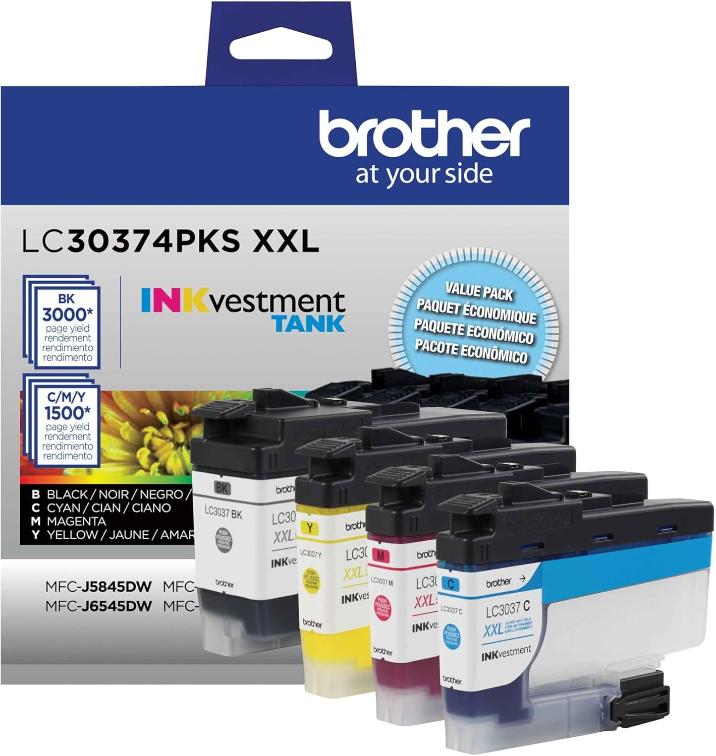 image:imageBrother Genuine LC3039C Single Pack Ultra HighYield Cyan INKvestment Tank Ink Cartridge Page Yield Up to 5000 Pages LC3039 Amazon Dash Replenishment CartridgeBlack and Colors