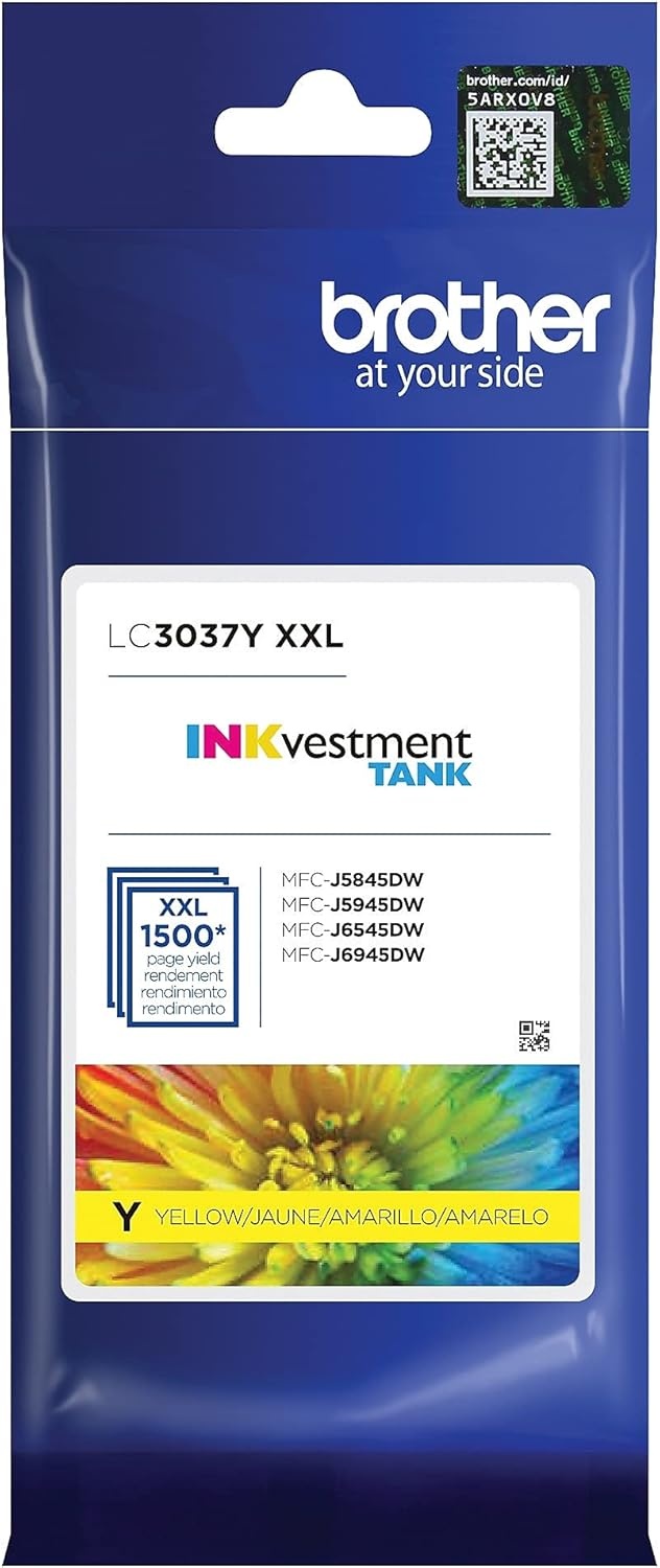 image:imageBrother Genuine LC3039C Single Pack Ultra HighYield Cyan INKvestment Tank Ink Cartridge Page Yield Up to 5000 Pages LC3039 Amazon Dash Replenishment CartridgeYellow