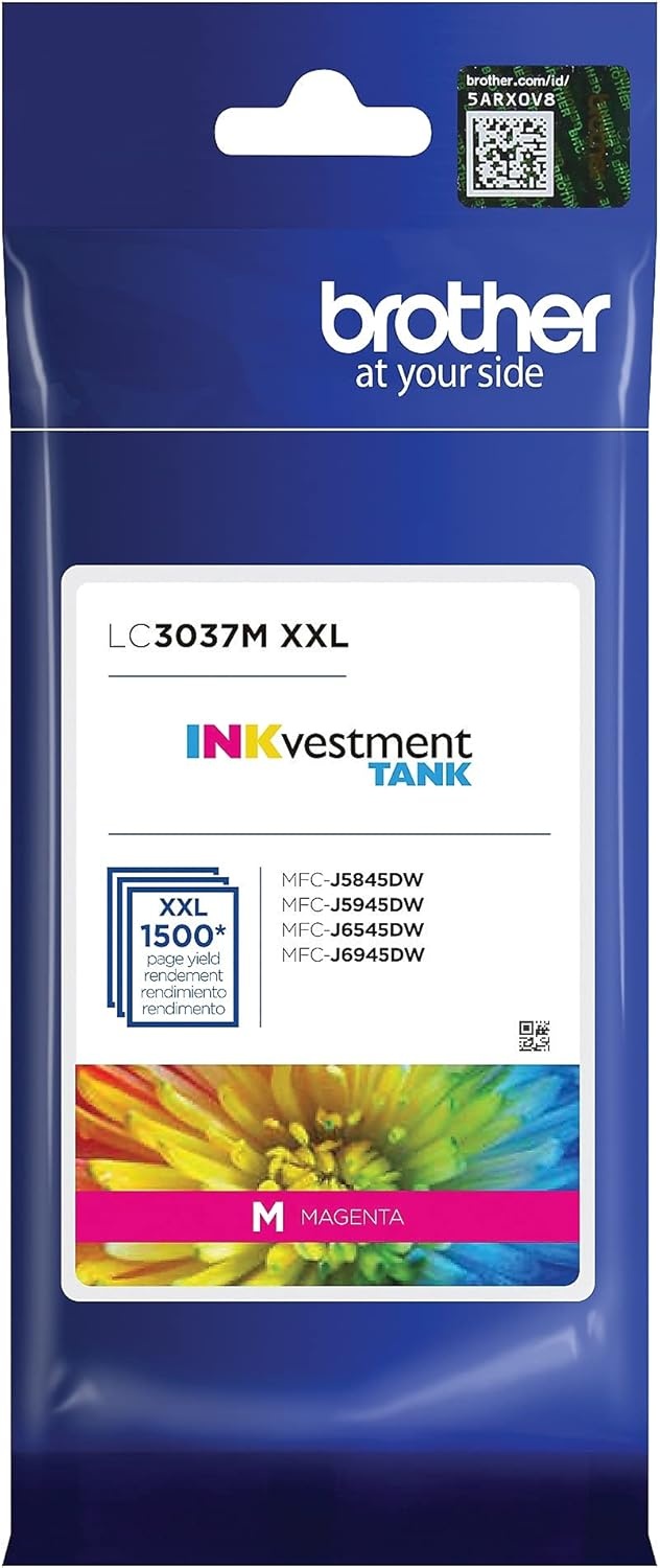 image:imageBrother Genuine LC3039C Single Pack Ultra HighYield Cyan INKvestment Tank Ink Cartridge Page Yield Up to 5000 Pages LC3039 Amazon Dash Replenishment CartridgeMagenta