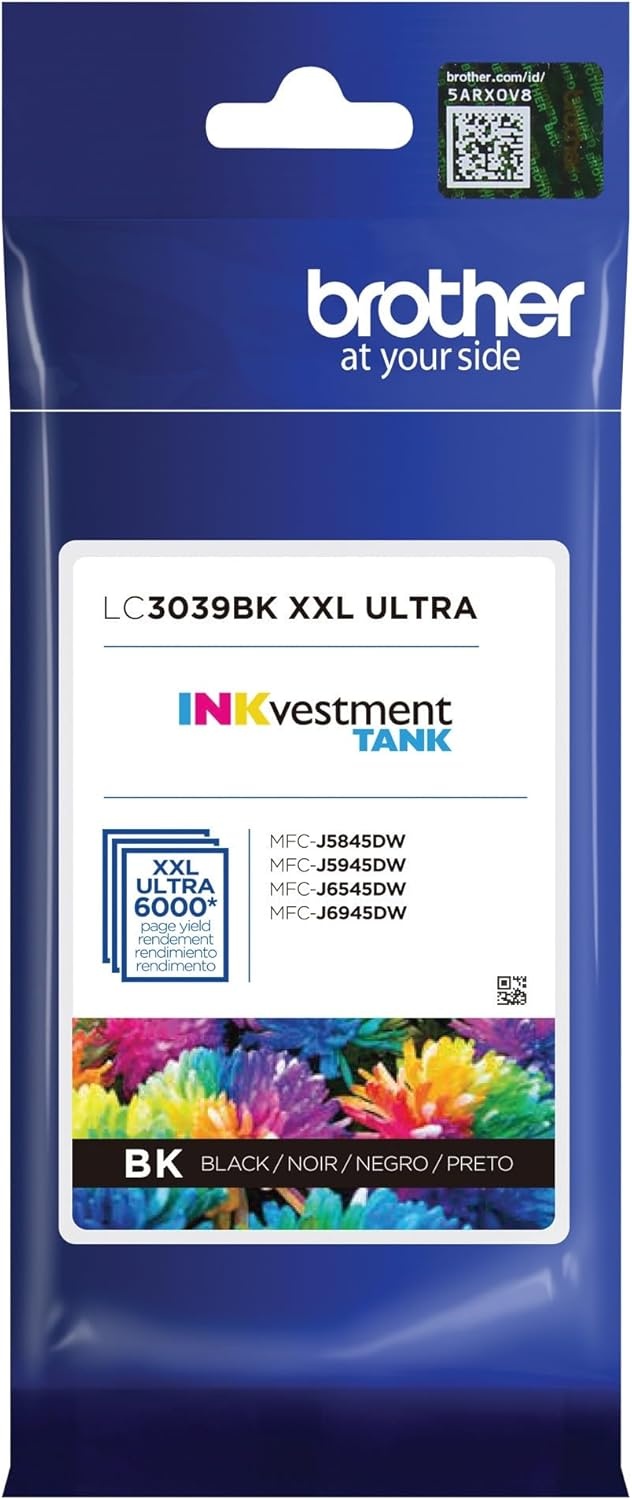 image:imageBrother Genuine LC3039C Single Pack Ultra HighYield Cyan INKvestment Tank Ink Cartridge Page Yield Up to 5000 Pages LC3039 Amazon Dash Replenishment CartridgeBlack