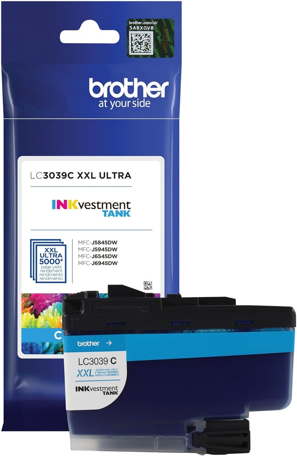 image:imageBrother Genuine LC3039C Single Pack Ultra HighYield Cyan INKvestment Tank Ink Cartridge Page Yield Up to 5000 Pages LC3039 Amazon Dash Replenishment CartridgeCyan