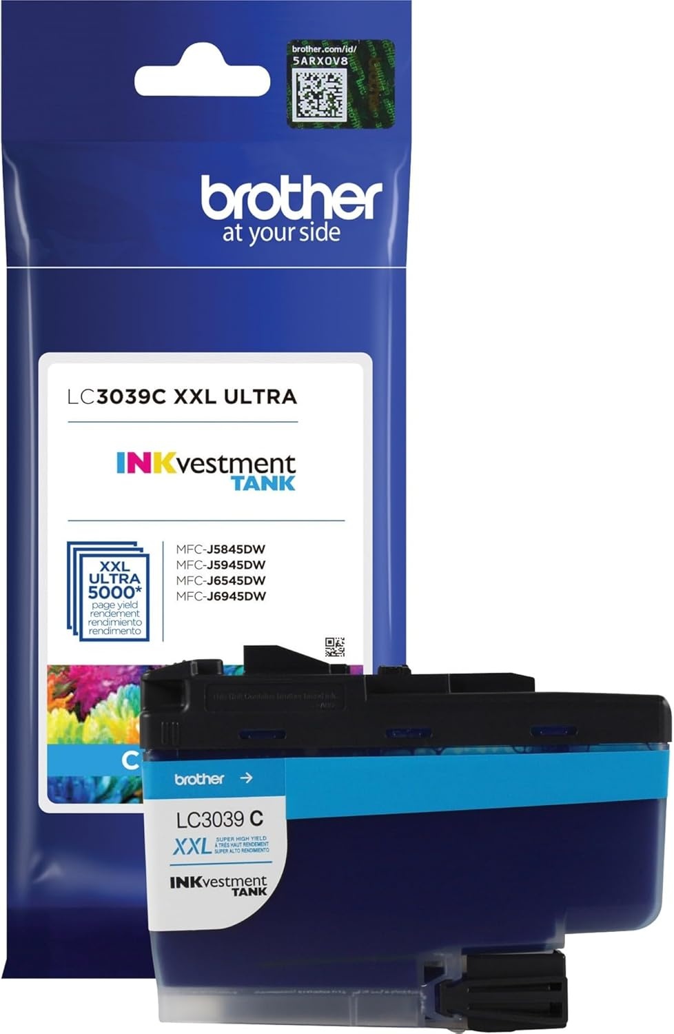 image:imageBrother Genuine LC3039C Single Pack Ultra HighYield Cyan INKvestment Tank Ink Cartridge Page Yield Up to 5000 Pages LC3039 Amazon Dash Replenishment CartridgeCyan