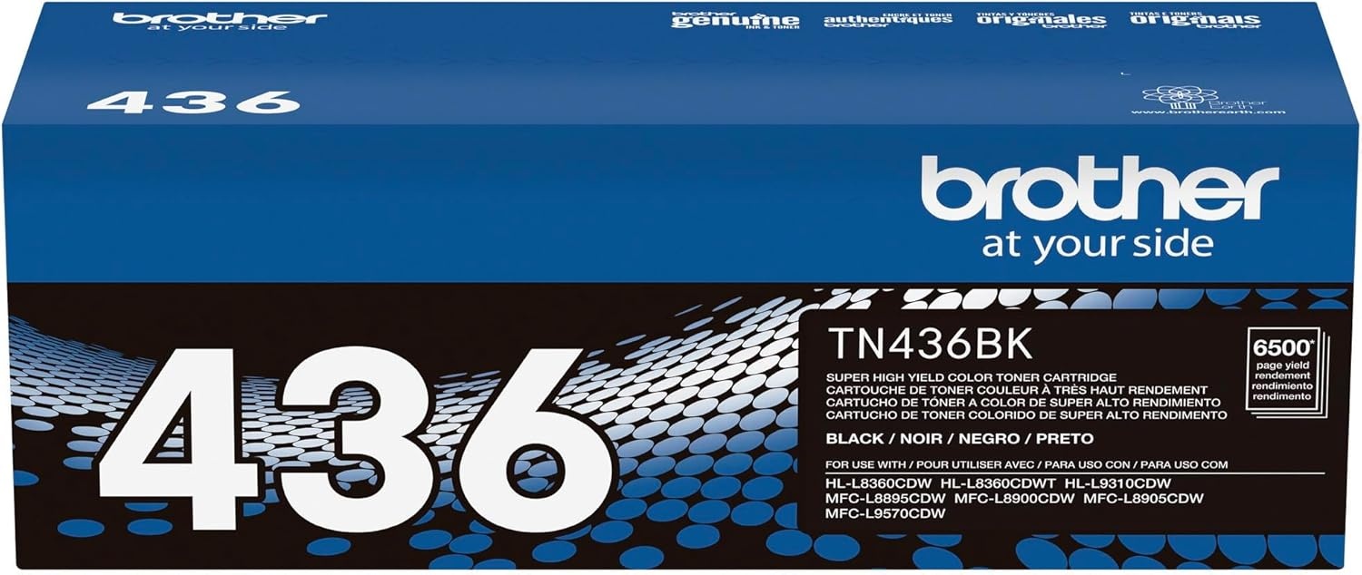 image:imageBrother Genuine Super High Yield Toner Cartridge TN436C Replacement Cyan Toner Yield up to 6500 Pages Amazon Dash Replenishment CartridgeBlack