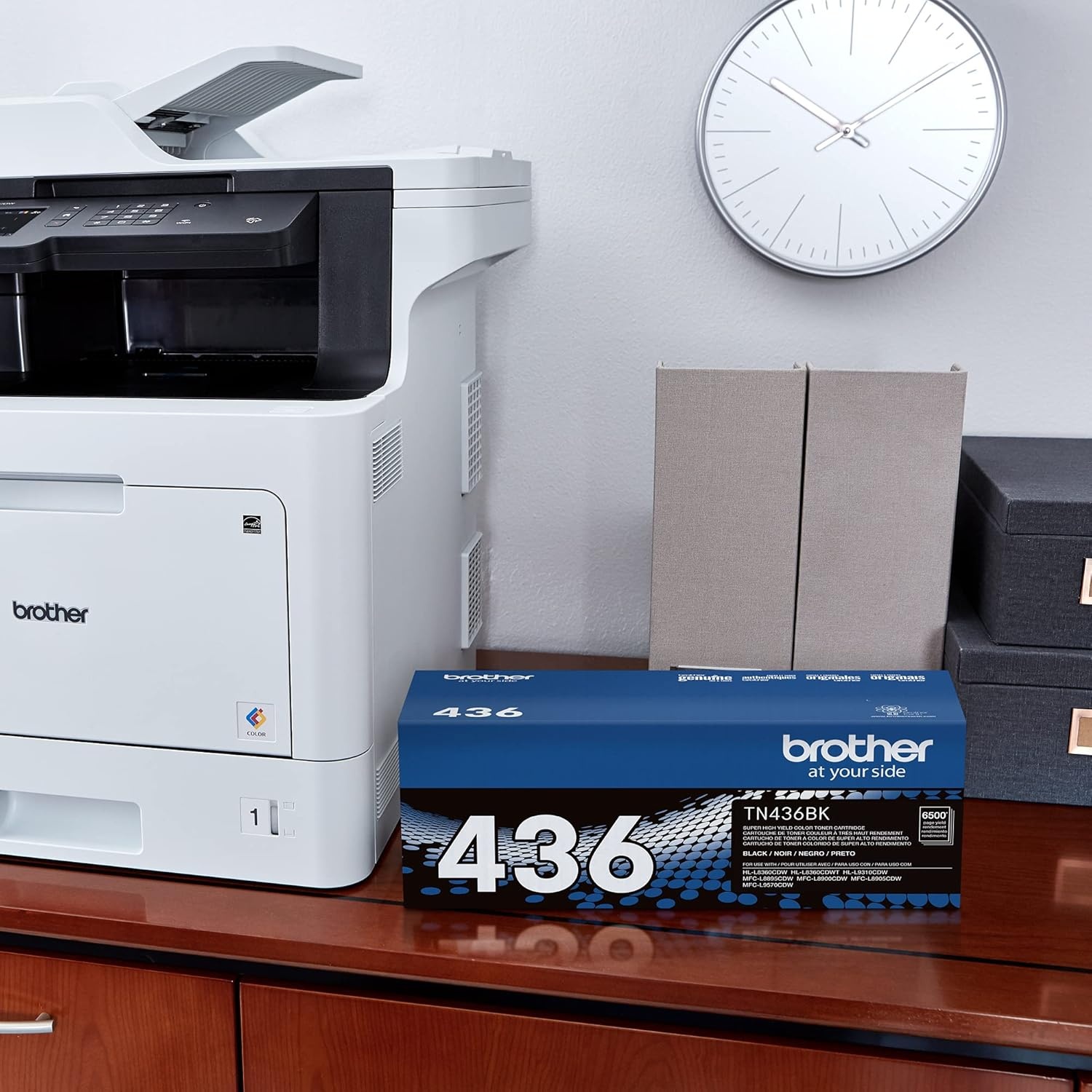 image:imageBrother Genuine Super High Yield Toner Cartridge TN436C Replacement Cyan Toner Yield up to 6500 Pages Amazon Dash Replenishment CartridgeNa