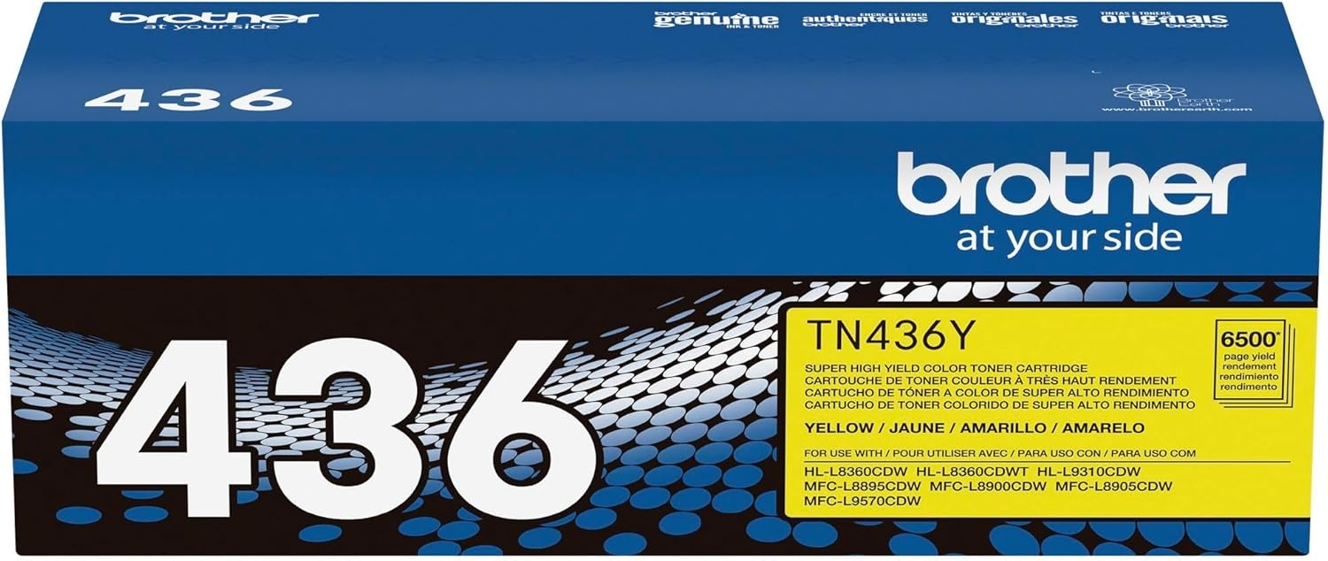 image:imageBrother Genuine Super High Yield Toner Cartridge TN436C Replacement Cyan Toner Yield up to 6500 Pages Amazon Dash Replenishment CartridgeYellow