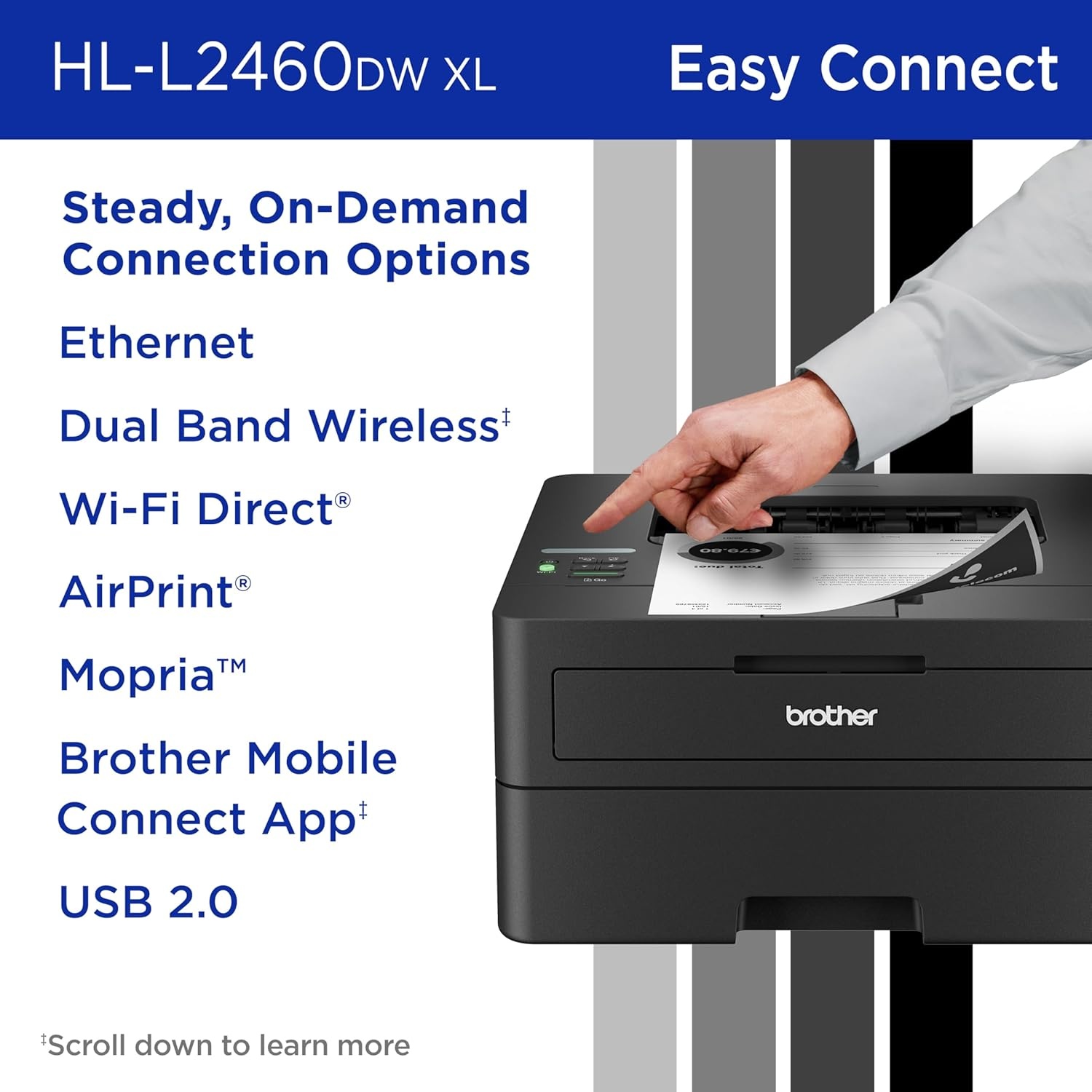 image:imageBrother HLL2460DWW XL Wireless Compact Monochrome Printer with Duplex Copy amp Scan Fax Black amp White Up to 4200 Pages of Toner Included1 Works with AlexaHLL2460DWXL