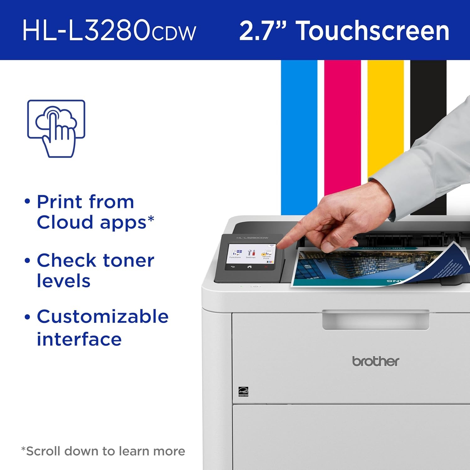 image:imageBrother HLL3280CDW Wireless Compact Digital Color Printer with Laser Quality Output Duplex Mobile Printing amp Ethernet Includes 2 Month Refresh Subscription TrialWorks with AlexaRenewed Refurbished