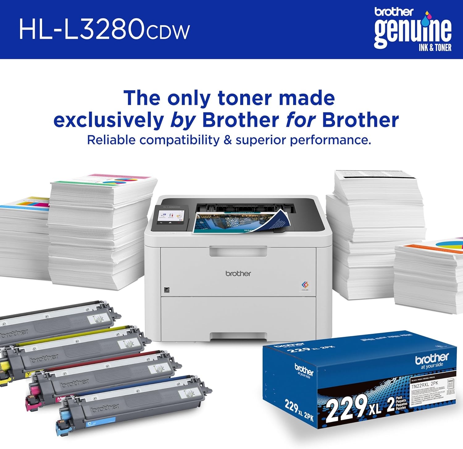 image:imageBrother HLL3280CDW Wireless Compact Digital Color Printer with Laser Quality Output Duplex Mobile Printing amp Ethernet Includes 2 Month Refresh Subscription TrialWorks with AlexaRenewed Refurbished