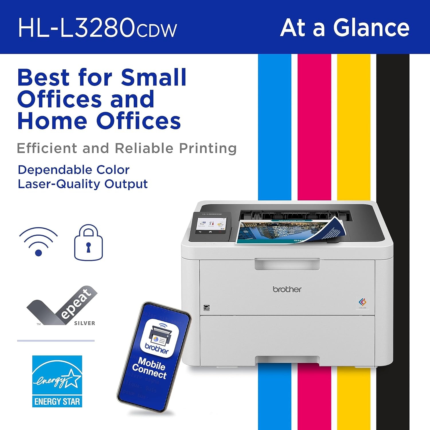 image:imageBrother HLL3280CDW Wireless Compact Digital Color Printer with Laser Quality Output Duplex Mobile Printing amp Ethernet Includes 2 Month Refresh Subscription TrialWorks with AlexaNew