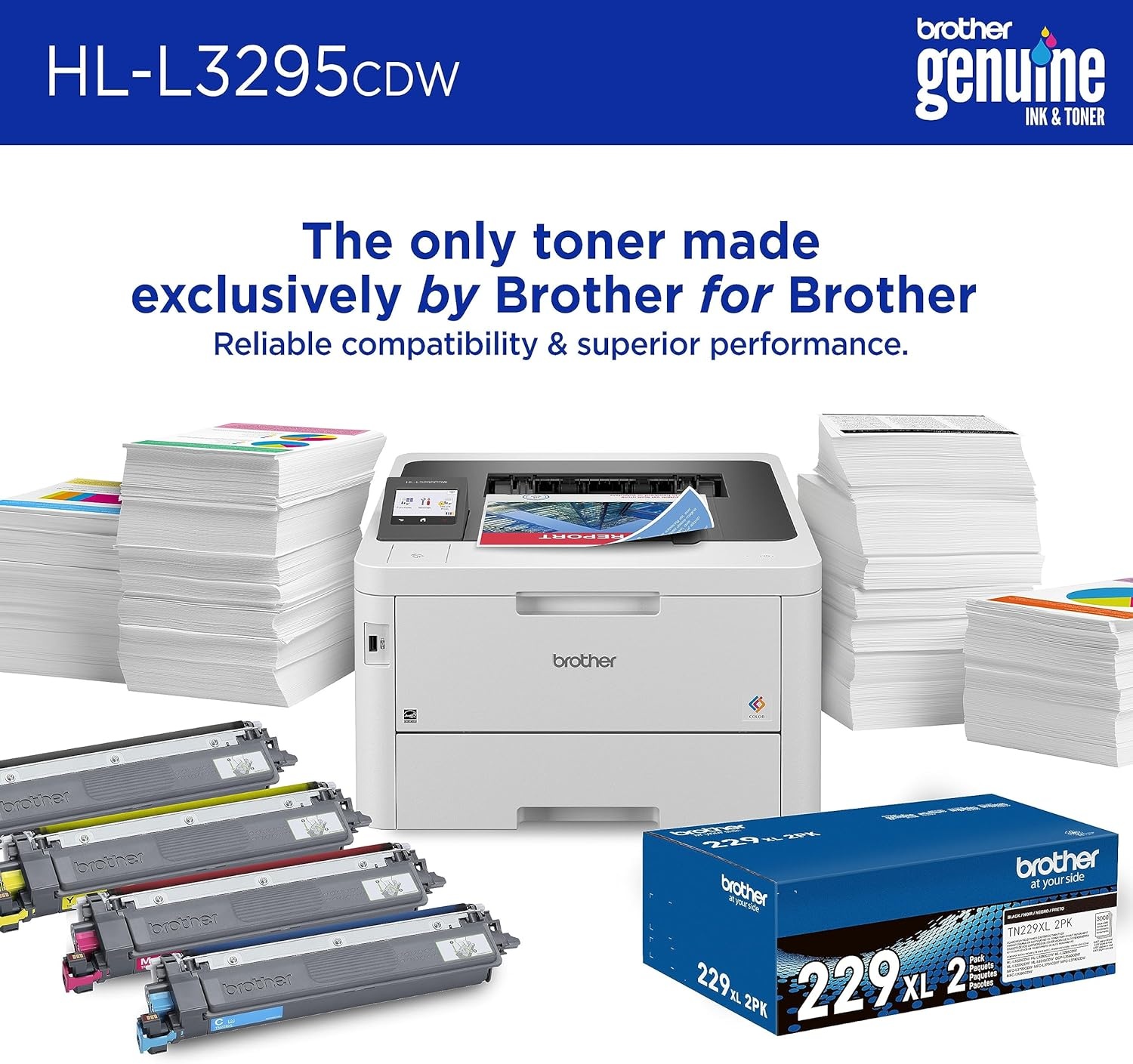 image:imageBrother HLL3295CDW Wireless Compact Digital Color Printer with Laser Quality Output Duplex NFC Mobile amp Ethernet Includes 2 Month Refresh Subscription Trial Amazon Dash Replenishment ReadyNew HLL3295CDW