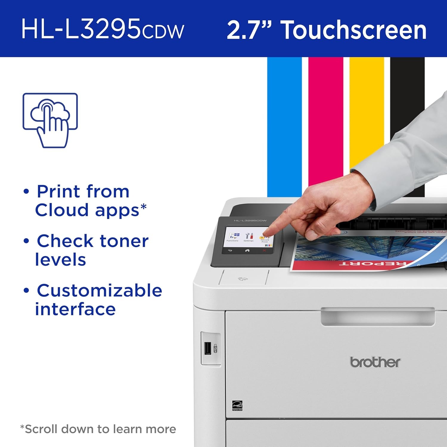 image:imageBrother HLL3295CDW Wireless Compact Digital Color Printer with Laser Quality Output Duplex NFC Mobile amp Ethernet Includes 2 Month Refresh Subscription Trial Amazon Dash Replenishment ReadyRenewed HLL3295CDW