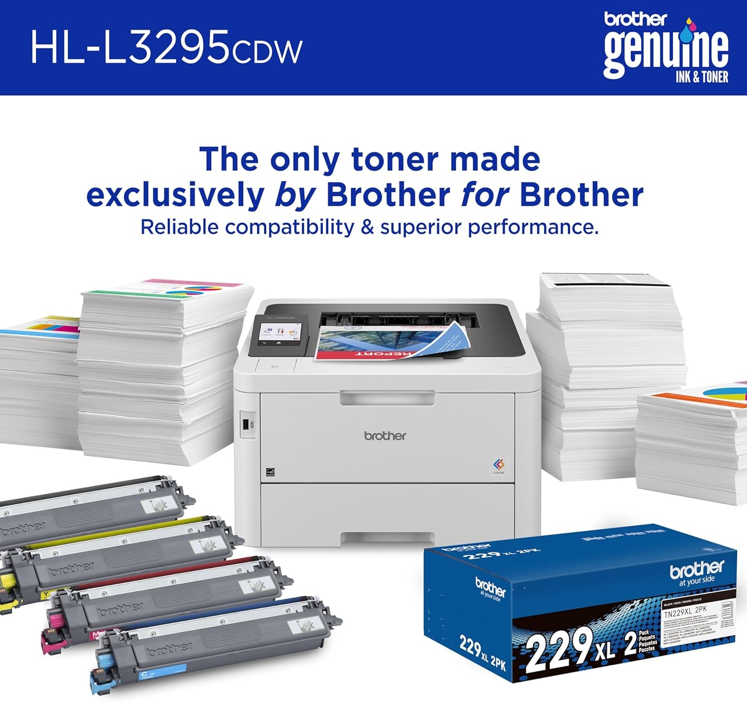 image:imageBrother HLL3295CDW Wireless Compact Digital Color Printer with Laser Quality Output Duplex NFC Mobile amp Ethernet Includes 2 Month Refresh Subscription Trial Amazon Dash Replenishment ReadyRenewed HLL3295CDW