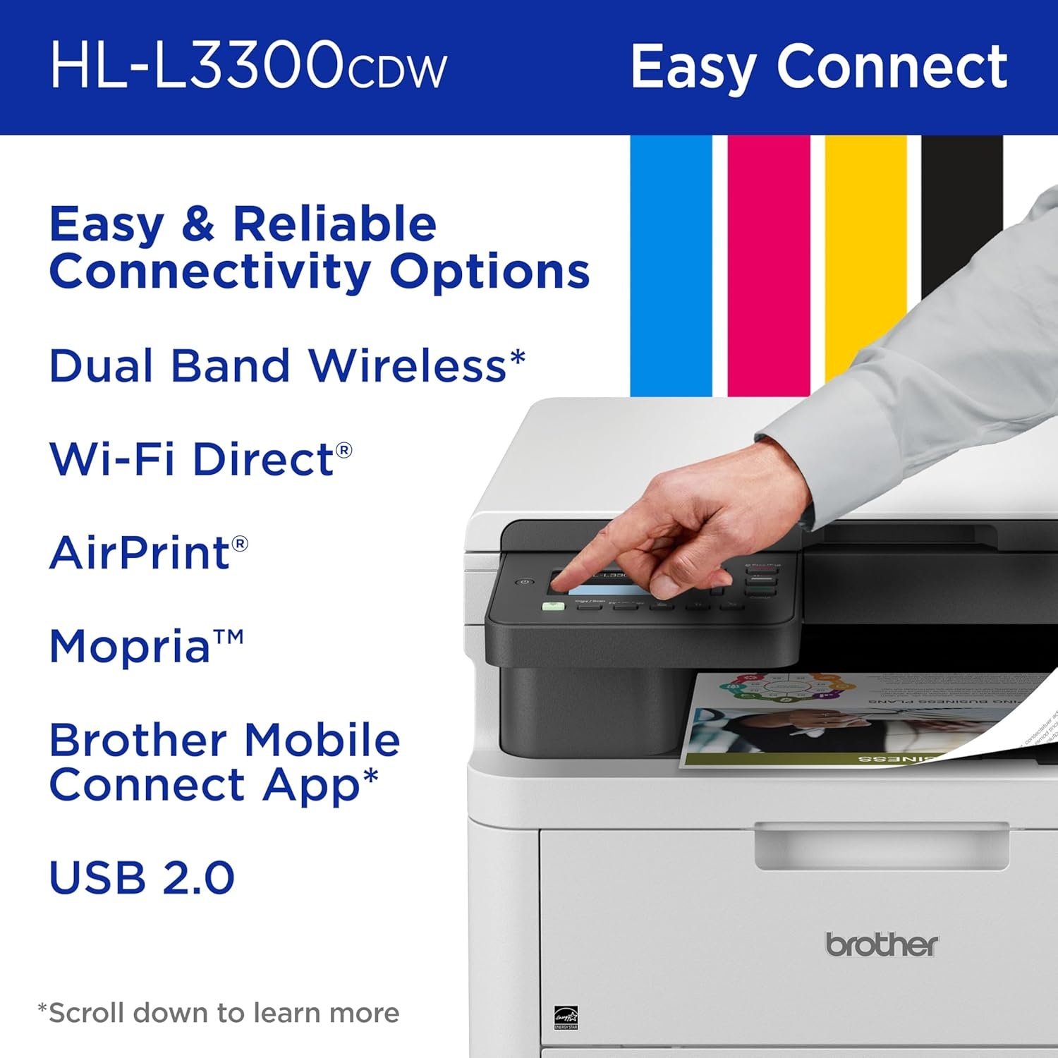 image:imageBrother HLL3300CDW Wireless Digital Color MultiFunction Printer with Laser Quality Output Copy amp Scan Duplex Mobile Includes 2 Month Refresh Subscription Trial Works with AlexaRenewed Refurbished