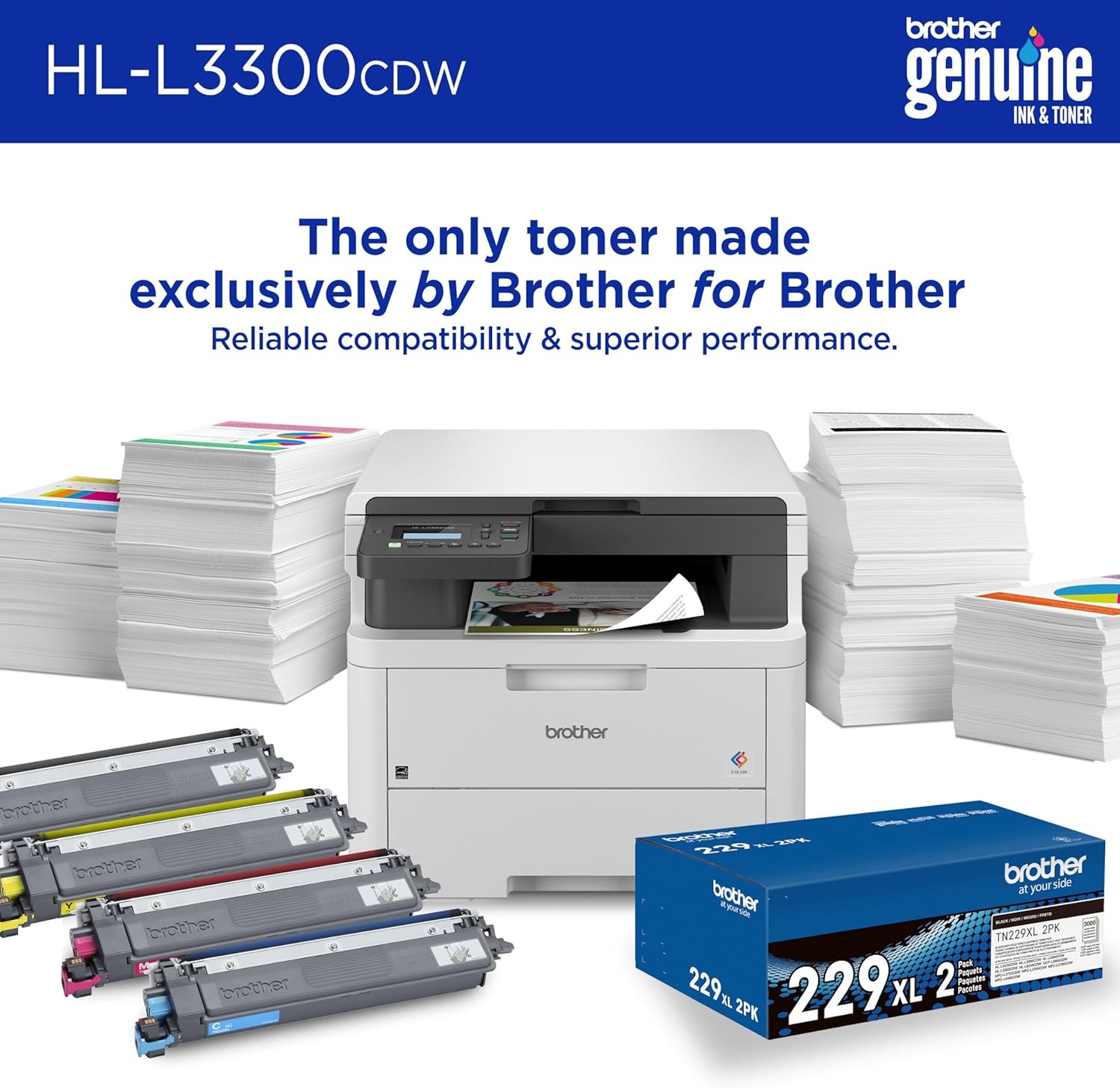 image:imageBrother HLL3300CDW Wireless Digital Color MultiFunction Printer with Laser Quality Output Copy amp Scan Duplex Mobile Includes 2 Month Refresh Subscription Trial Works with AlexaRenewed Refurbished