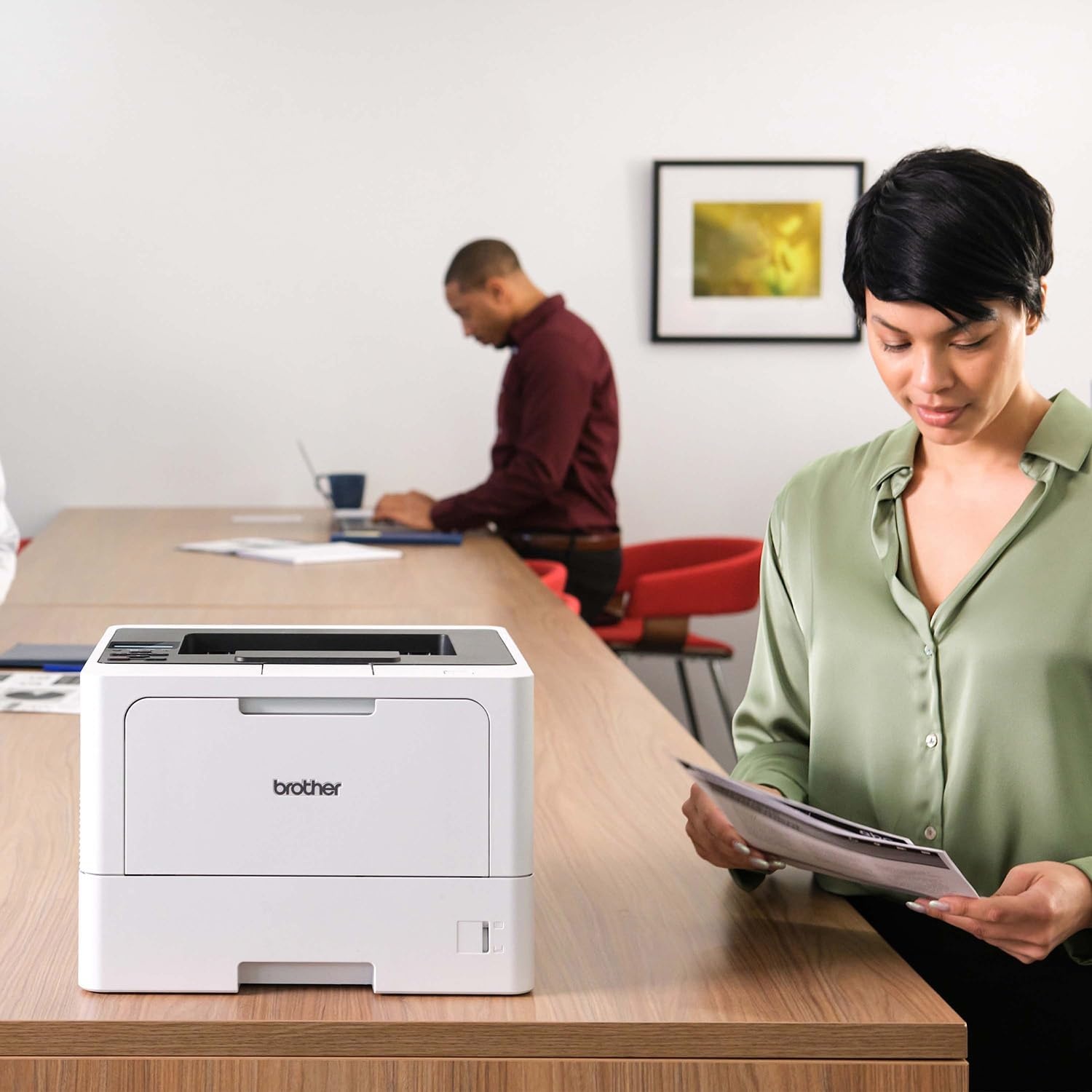 image:imageBrother HLL5210DWT Business Monochrome Laser Printer with Dual Trays Wireless and Gigabit Ethernet Networking Duplex Printing Large Paper Capacity and Mobile Printing WhiteHLL5210DN