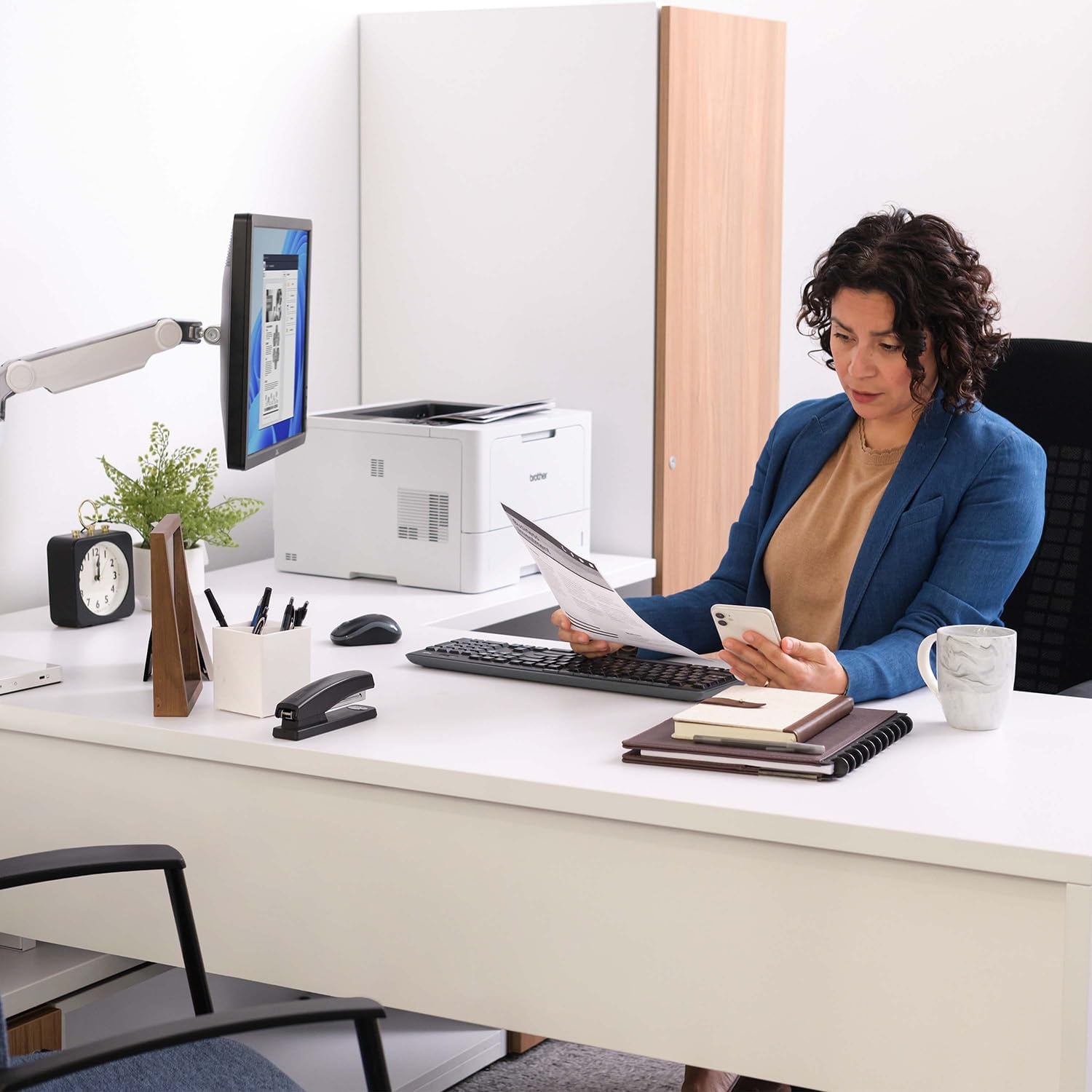 image:imageBrother HLL5210DWT Business Monochrome Laser Printer with Dual Trays Wireless and Gigabit Ethernet Networking Duplex Printing Large Paper Capacity and Mobile Printing WhiteHLL5210DW