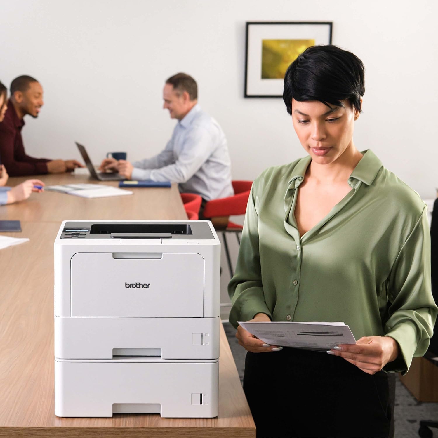 image:imageBrother HLL5210DWT Business Monochrome Laser Printer with Dual Trays Wireless and Gigabit Ethernet Networking Duplex Printing Large Paper Capacity and Mobile Printing WhiteHLL5210DWT