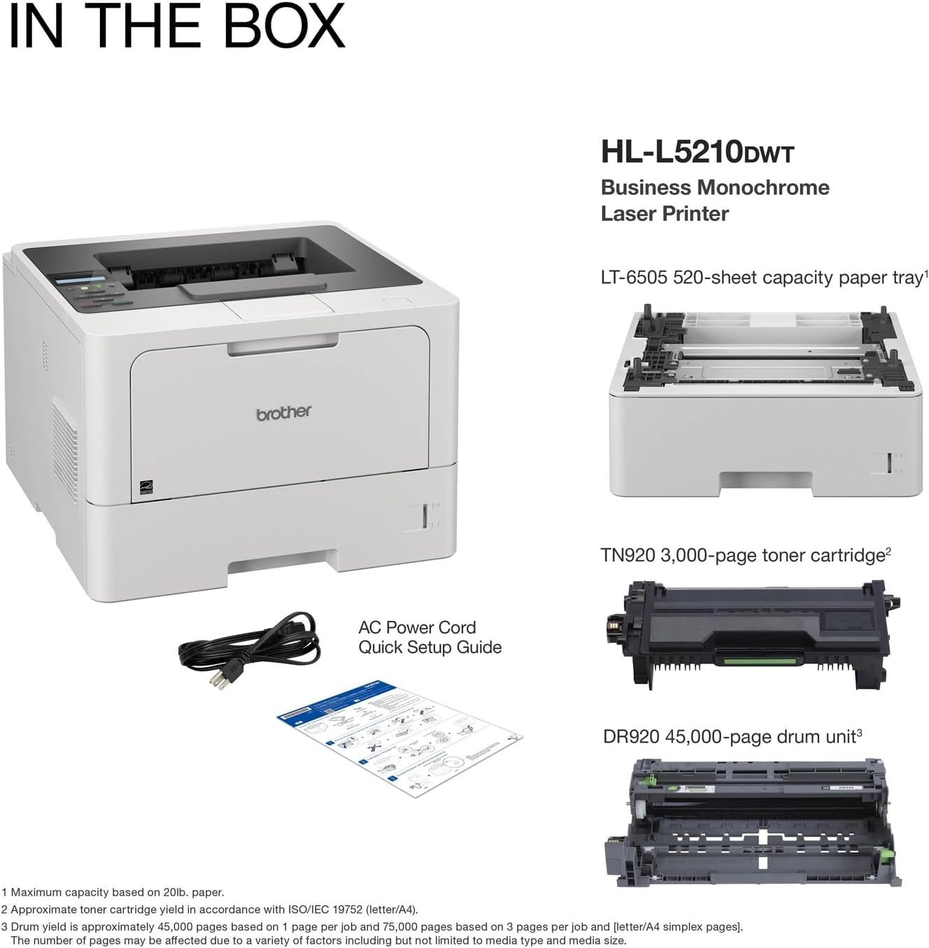 image:imageBrother HLL5210DWT Business Monochrome Laser Printer with Dual Trays Wireless and Gigabit Ethernet Networking Duplex Printing Large Paper Capacity and Mobile Printing WhiteHLL5210DWT
