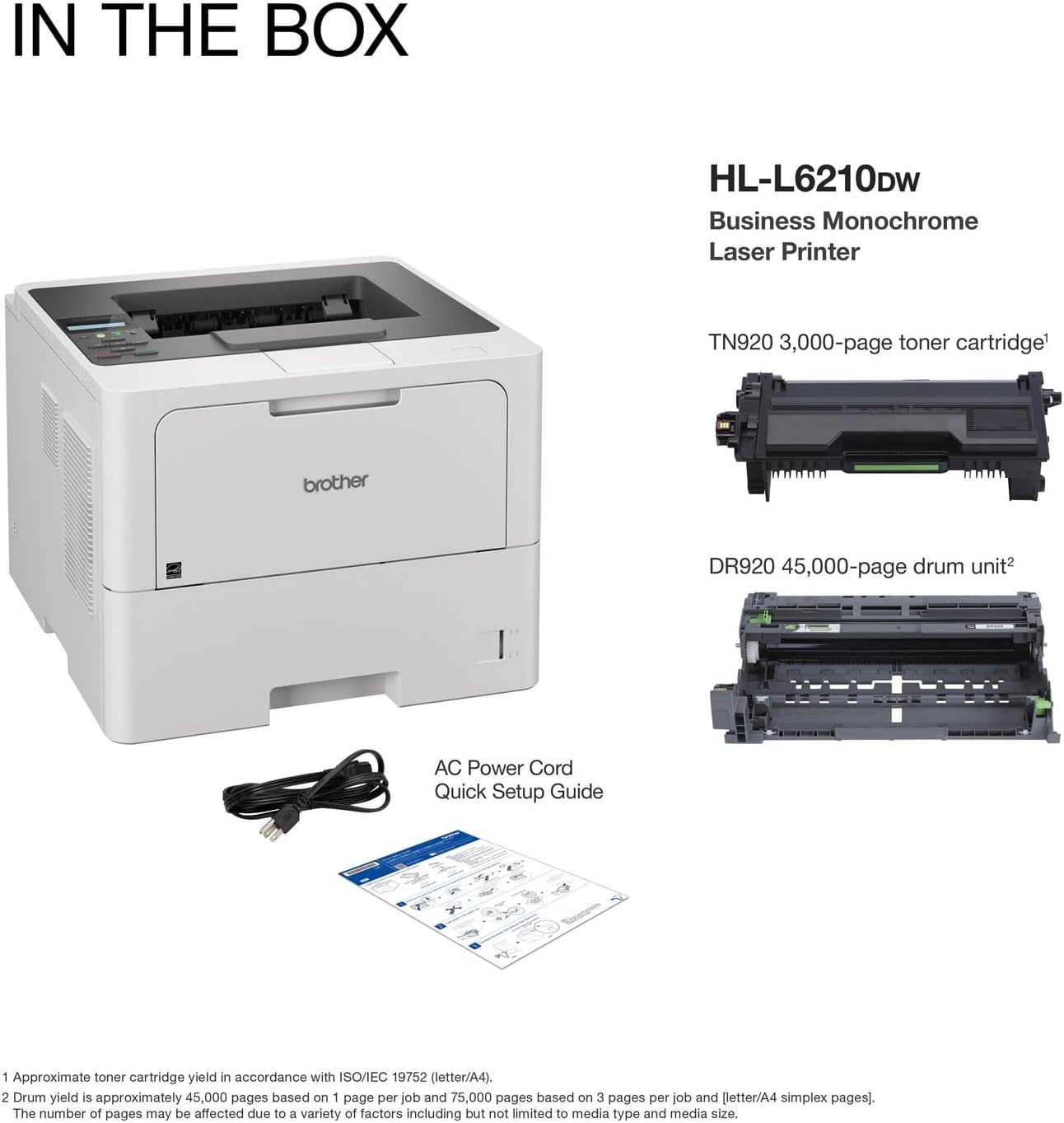image:imageBrother HLL6210DWT Business Monochrome Laser Printer with Dual Paper Trays Wireless Networking Works with Alexa WhiteHLL6210DW