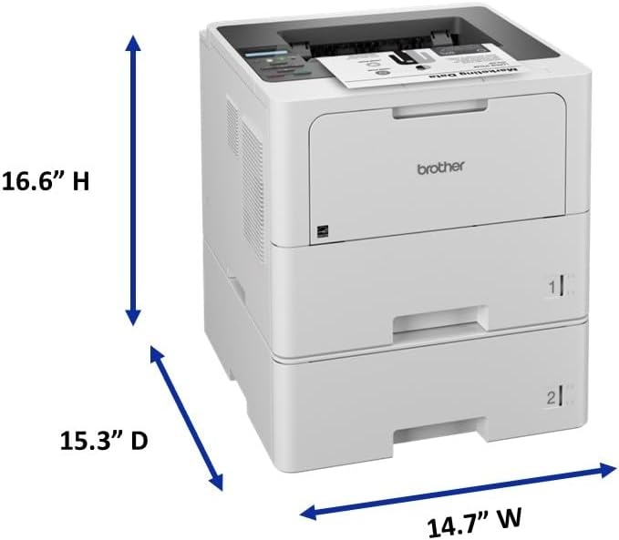image:imageBrother HLL6210DWT Business Monochrome Laser Printer with Dual Paper Trays Wireless Networking Works with Alexa WhiteHLL6210DWT