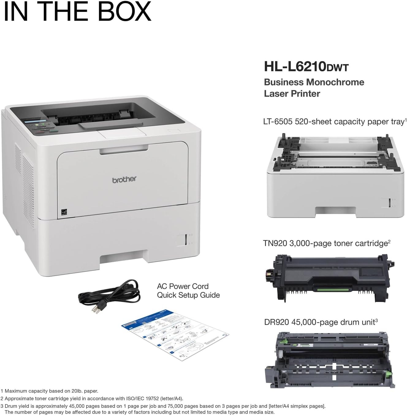 image:imageBrother HLL6210DWT Business Monochrome Laser Printer with Dual Paper Trays Wireless Networking Works with Alexa WhiteHLL6210DWT