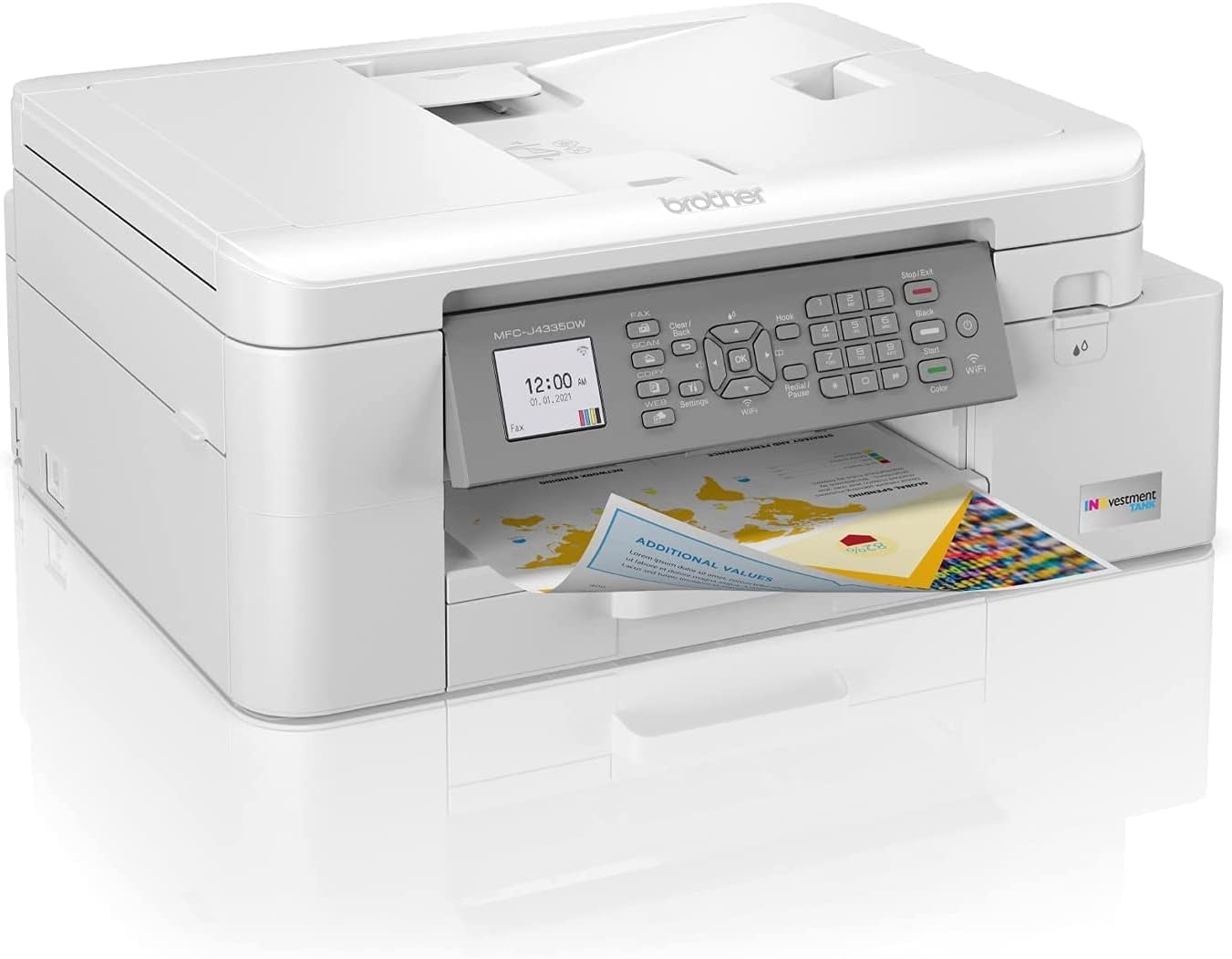 image:imageBrother INKvestment 4355 Wireless Color Inkjet AllinOne Printer with 18 Color Display and Manual Feed Slot Includes Refresh Subscription Trial1 MFCJ4355DWPrevious Model MFCJ4335DW