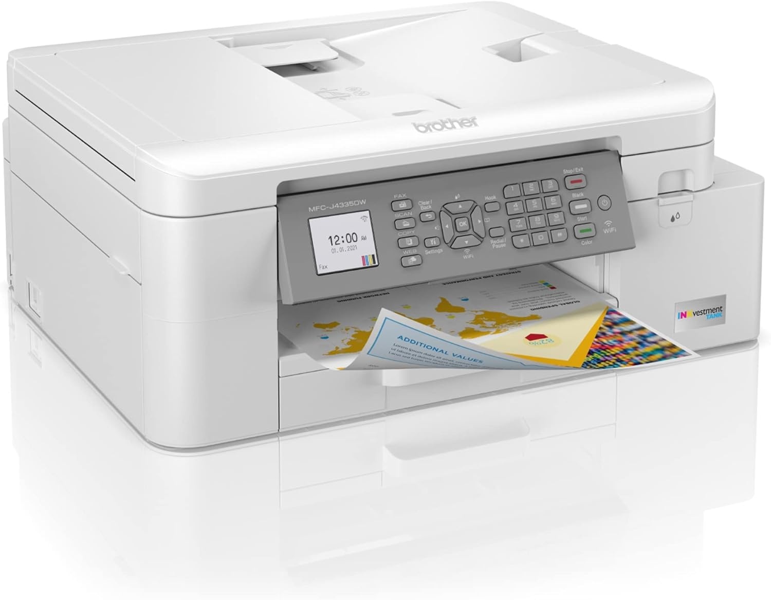 image:imageBrother INKvestment 4355 Wireless Color Inkjet AllinOne Printer with 18 Color Display and Manual Feed Slot Includes Refresh Subscription Trial1 MFCJ4355DWPrevious Model MFCJ4335DW