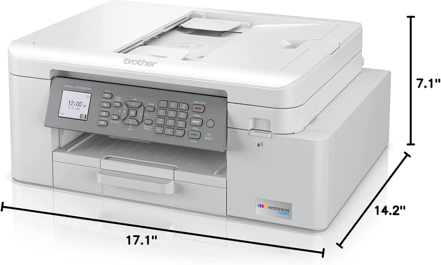 image:imageBrother INKvestment 4355 Wireless Color Inkjet AllinOne Printer with 18 Color Display and Manual Feed Slot Includes Refresh Subscription Trial1 MFCJ4355DWPrevious Model MFCJ4335DW