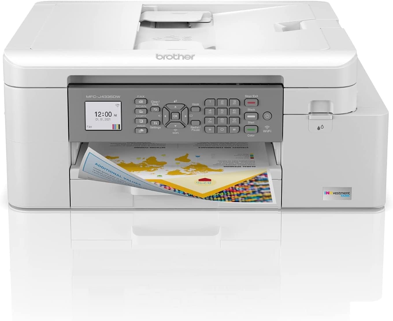 image:imageBrother INKvestment 4355 Wireless Color Inkjet AllinOne Printer with 18 Color Display and Manual Feed Slot Includes Refresh Subscription Trial1 MFCJ4355DWPrevious Model MFCJ4335DW