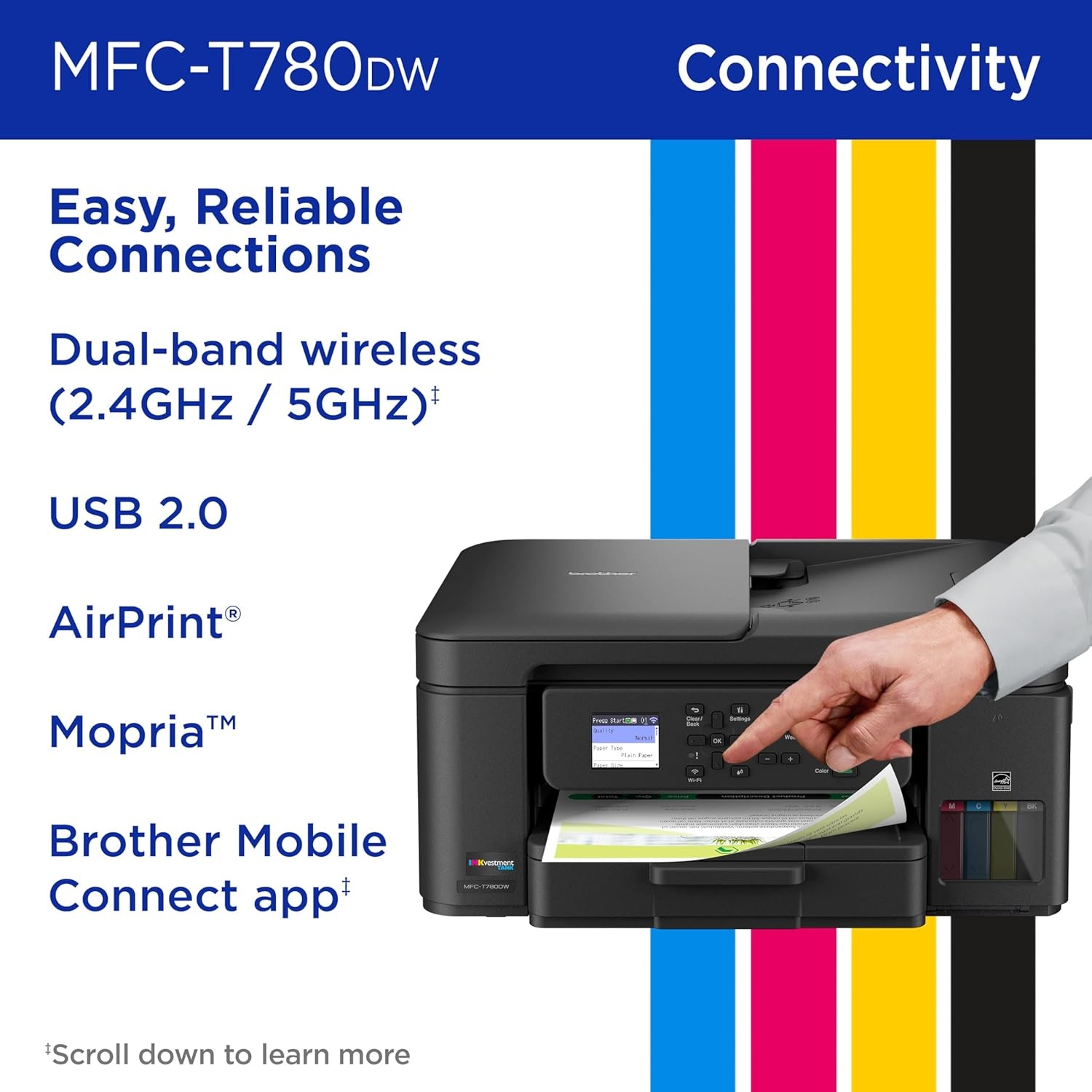 image:imageBrother INKvestment Tank 780 Wireless Color Inkjet AllinOne Printer with Duplex Printing Includes up to 3 Years of Ink inBox1 and a 3Year Limited Warranty2 MFCT780DW