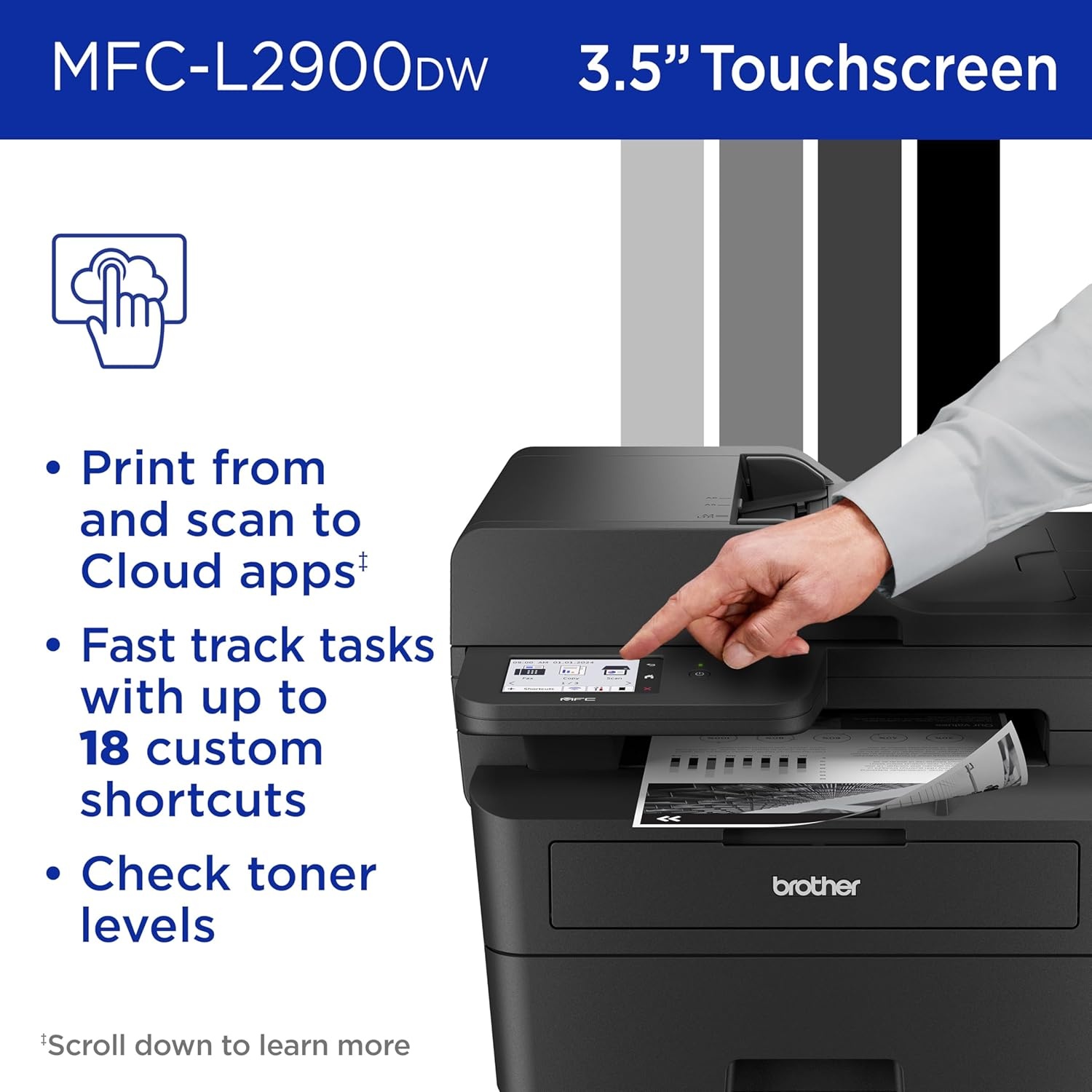 image:imageBrother MFCL2900DW XL Wireless Compact Monochrome AllinOne Laser Printer with Duplex Copy amp Scan Fax Black amp White Up to 4200 Pages of Toner Included1 Amazon Dash Replenishment ReadyRenewed Refurbished