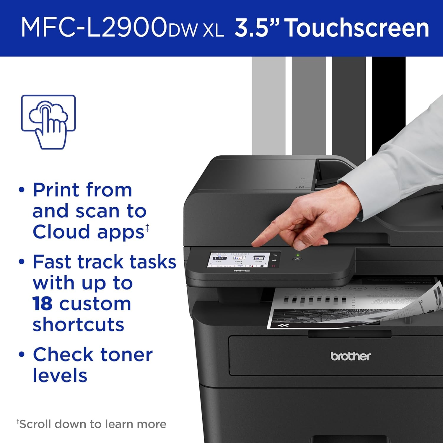 image:imageBrother MFCL2900DW XL Wireless Compact Monochrome AllinOne Laser Printer with Duplex Copy amp Scan Fax Black amp White Up to 4200 Pages of Toner Included1 Amazon Dash Replenishment ReadyNew