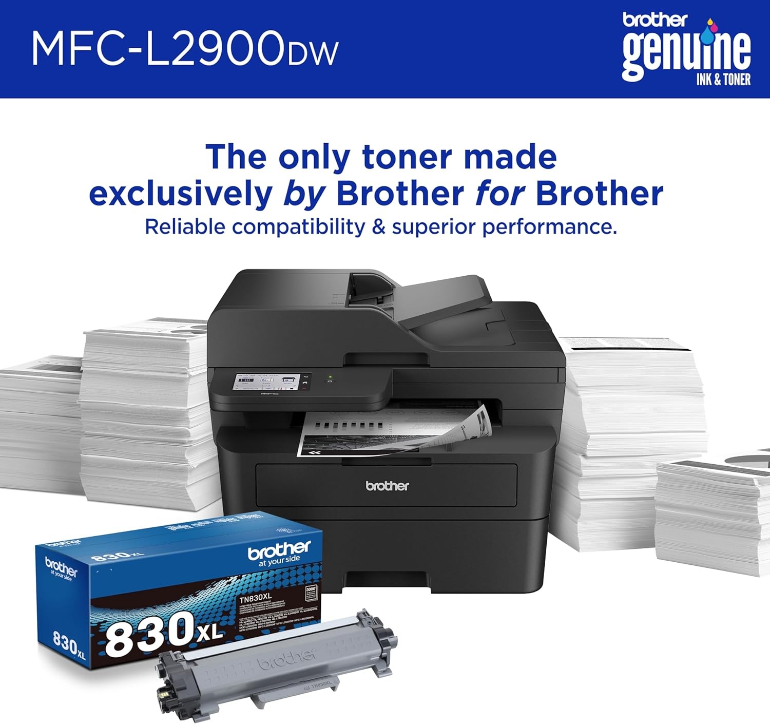 image:imageBrother MFCL2900DW XL Wireless Compact Monochrome AllinOne Laser Printer with Duplex Copy amp Scan Fax Black amp White Up to 4200 Pages of Toner Included1 Amazon Dash Replenishment ReadyNew