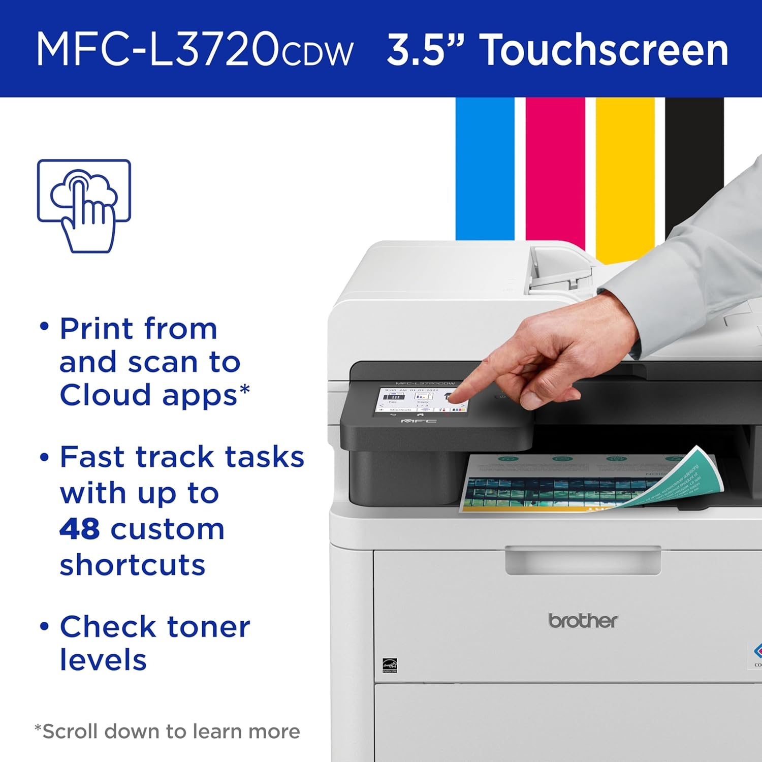 image:imageBrother MFCL3720CDW Wireless Color Laser Printer with Scanner Copier and Fax Auto Duplex and 250Sheet Capacity Includes Refresh Subscription Trial1 Amazon Dash Replenishment ReadyRenewed Refurbished