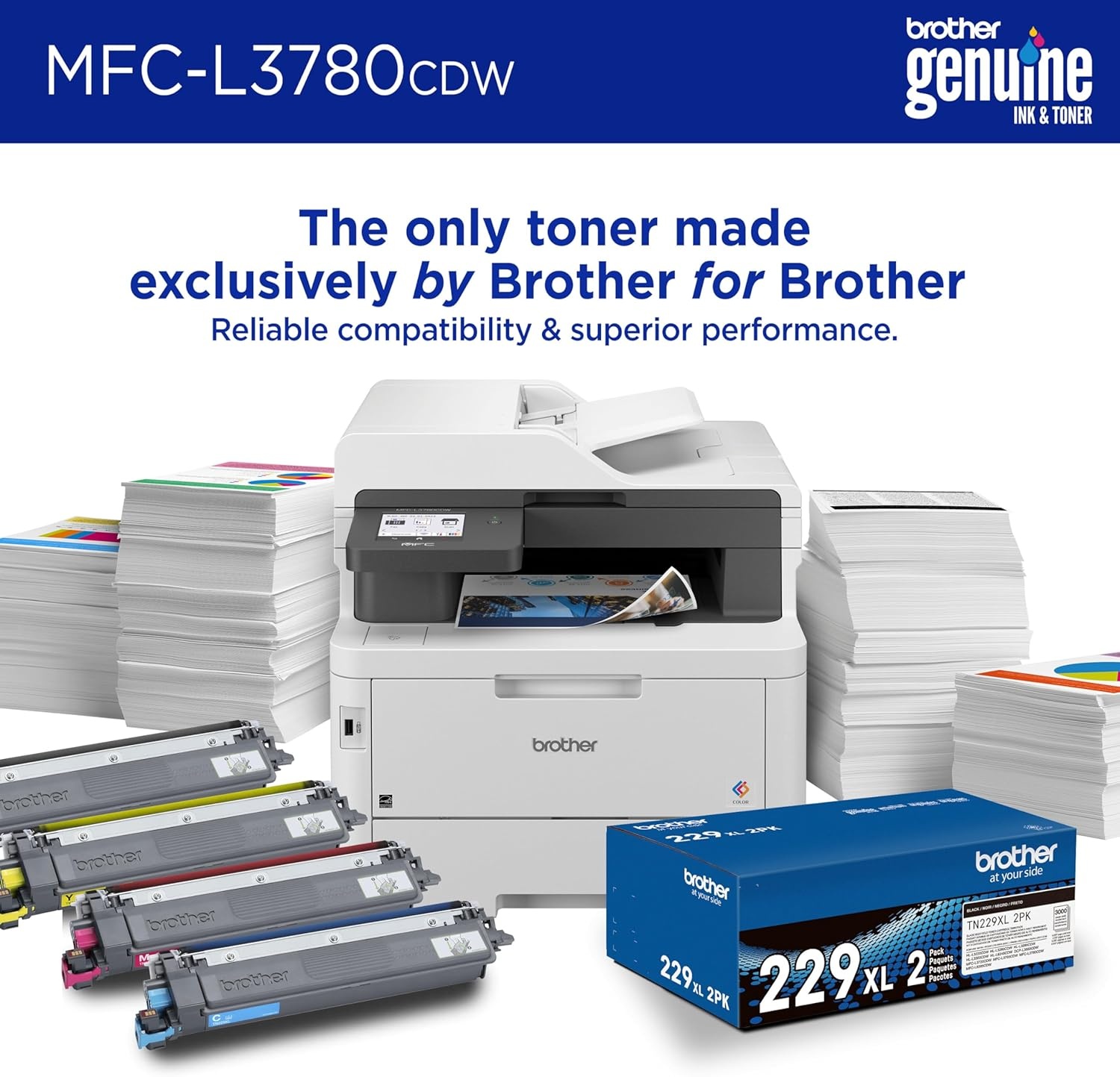 image:imageBrother MFCL3780CDW Wireless Digital Color AllinOne Printer with Laser Quality Output Single Pass Duplex Copy amp Scan Includes 2 Month Refresh Subscription Trial Works with AlexaNew