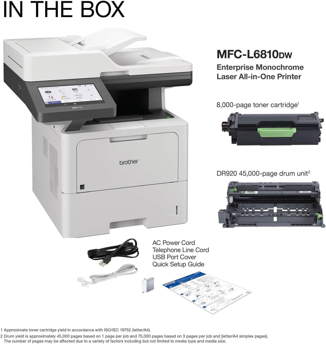image:imageBrother MFCL6810DW Enterprise Monochrome Laser AllinOne Printer Large Paper Capacity Wireless Networking Advanced Security Features and Duplex Print Scan and Copy Works with AlexaRenewed MFCL6810DW