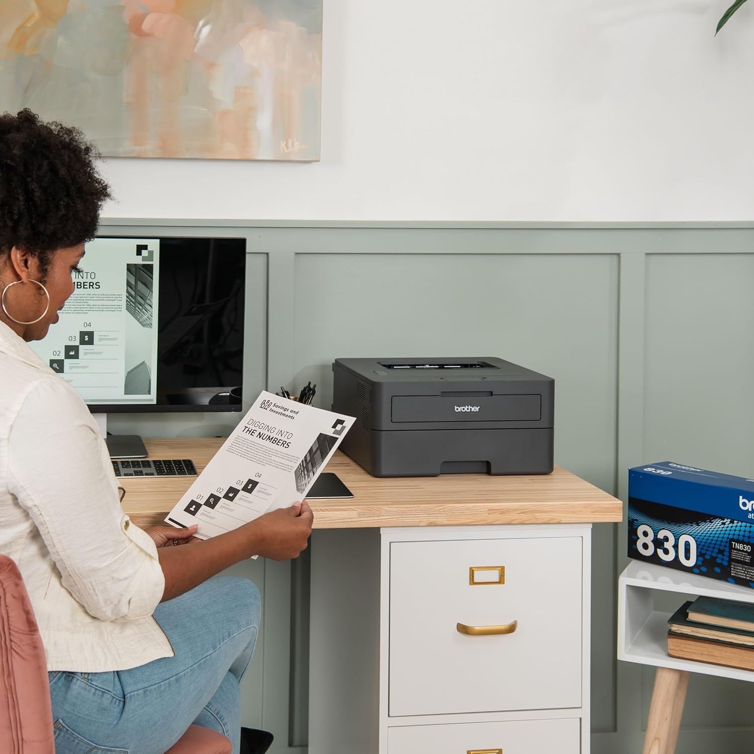 image:imageBrother Monochrome Laser Printer with 32 PPM Speed and Automatic 2Sided Printing for Home Office Fast Black and White Output Compact Design with 250Sheet Capacity HLL2400DNew