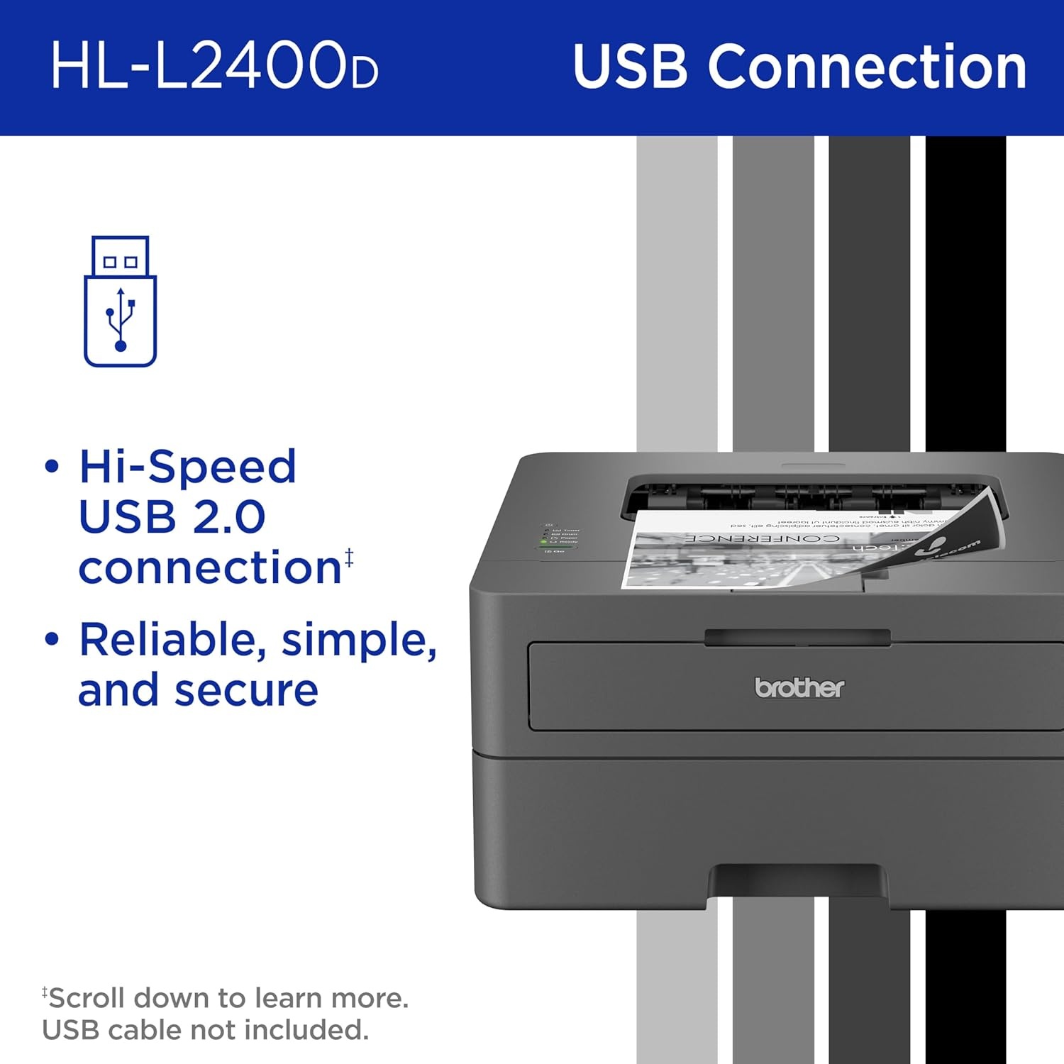 image:imageBrother Monochrome Laser Printer with 32 PPM Speed and Automatic 2Sided Printing for Home Office Fast Black and White Output Compact Design with 250Sheet Capacity HLL2400DRenewed Refurbished
