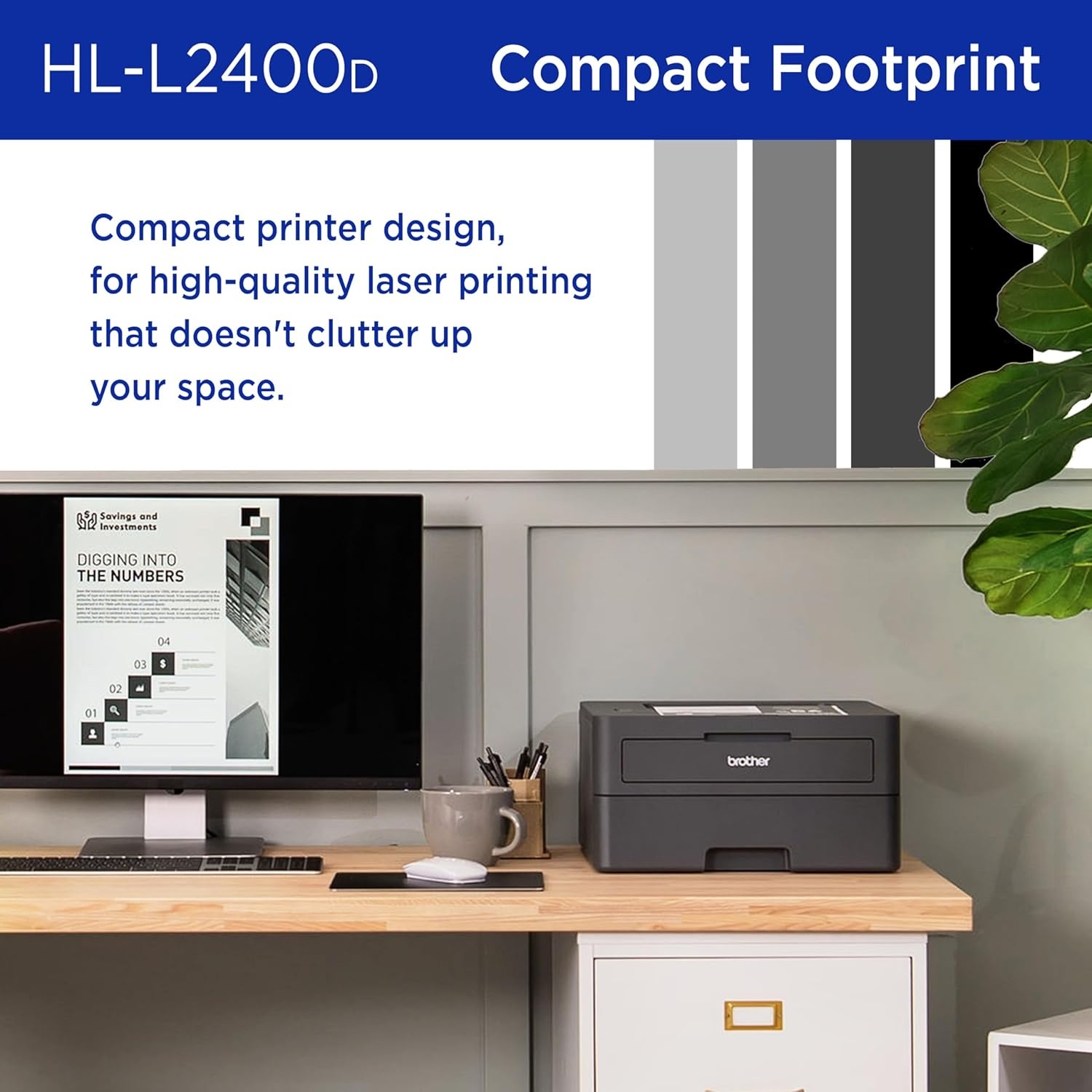 image:imageBrother Monochrome Laser Printer with 32 PPM Speed and Automatic 2Sided Printing for Home Office Fast Black and White Output Compact Design with 250Sheet Capacity HLL2400DNew
