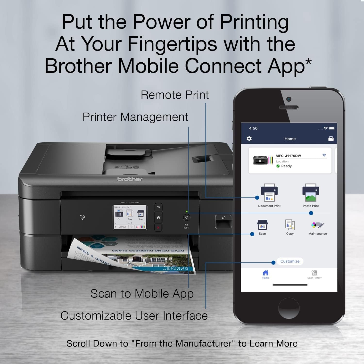 image:imageBrother Work Smart 1410 Wireless Color Inkjet AllinOne Printer with 27 Touchscreen and Automatic Duplex Printing Includes Refresh Subscription Trial1 MFCJ1410DWPrevious Model MFCJ1170DW