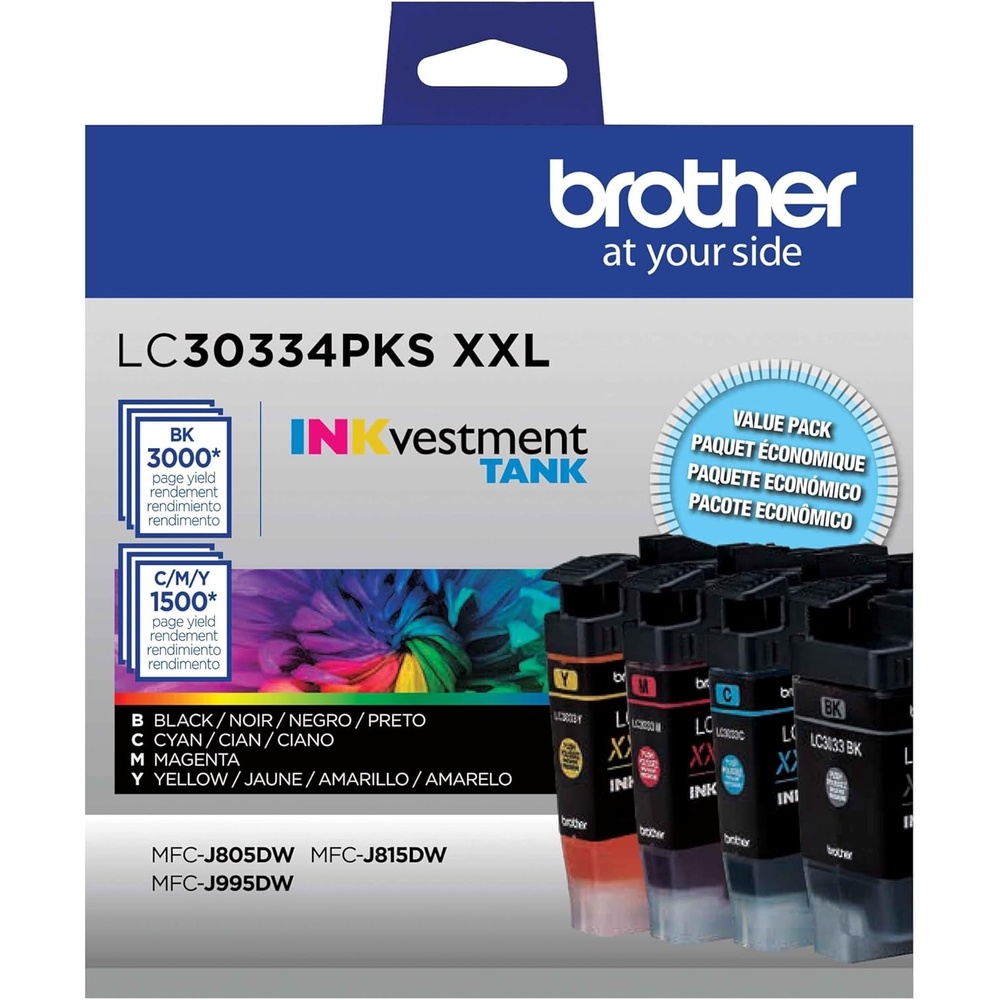 image:imageBrother Genuine LC3033C Single Pack Super HighYield Cyan INKvestment Tank Ink Cartridge Page Yield Up to 1500 Pages LC3033 Amazon Dash Replenishment CartridgeBlack and Colors